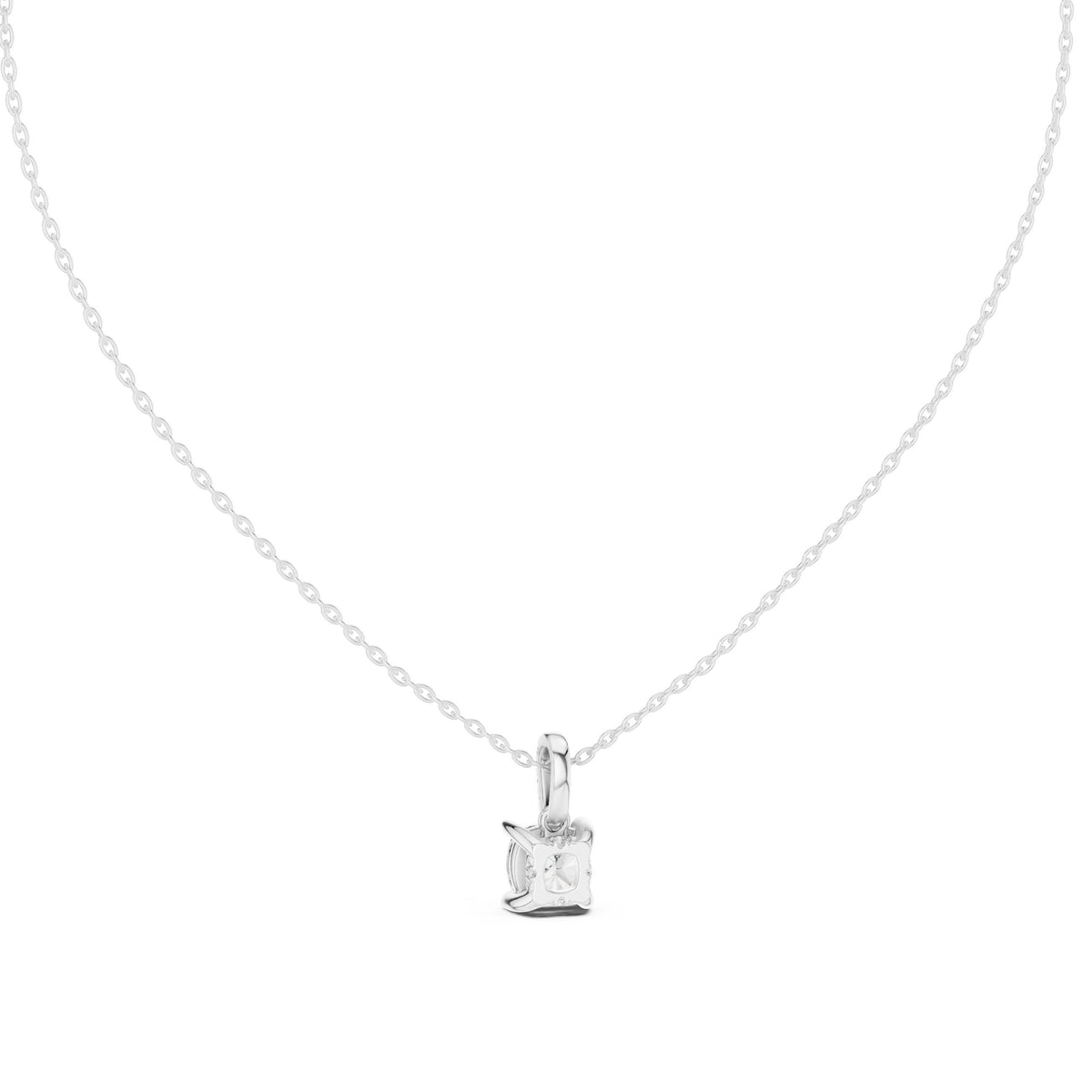 Cushion Cut Solitaire Diamond Pendant with Pave Bail
