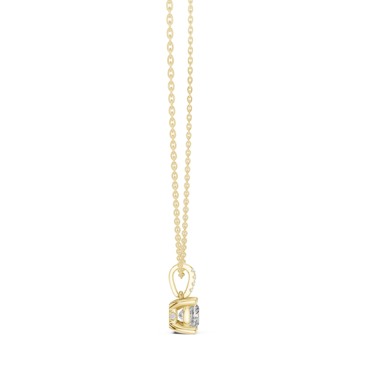 Cushion Cut Solitaire Diamond Pendant with Pave Bail