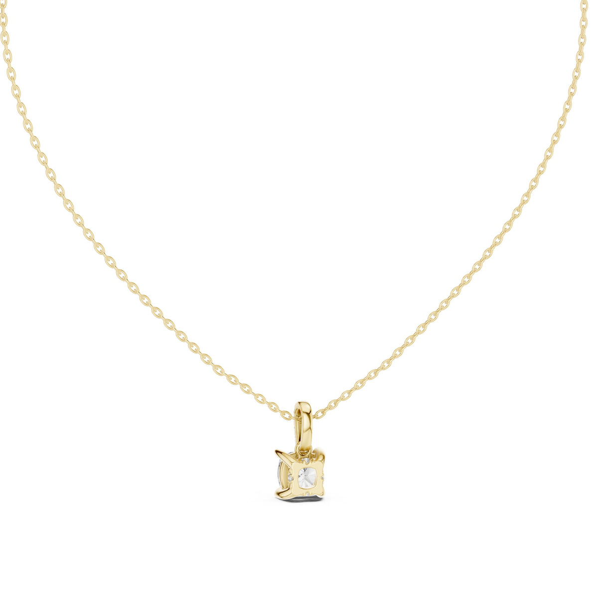 Cushion Cut Solitaire Diamond Pendant with Pave Bail
