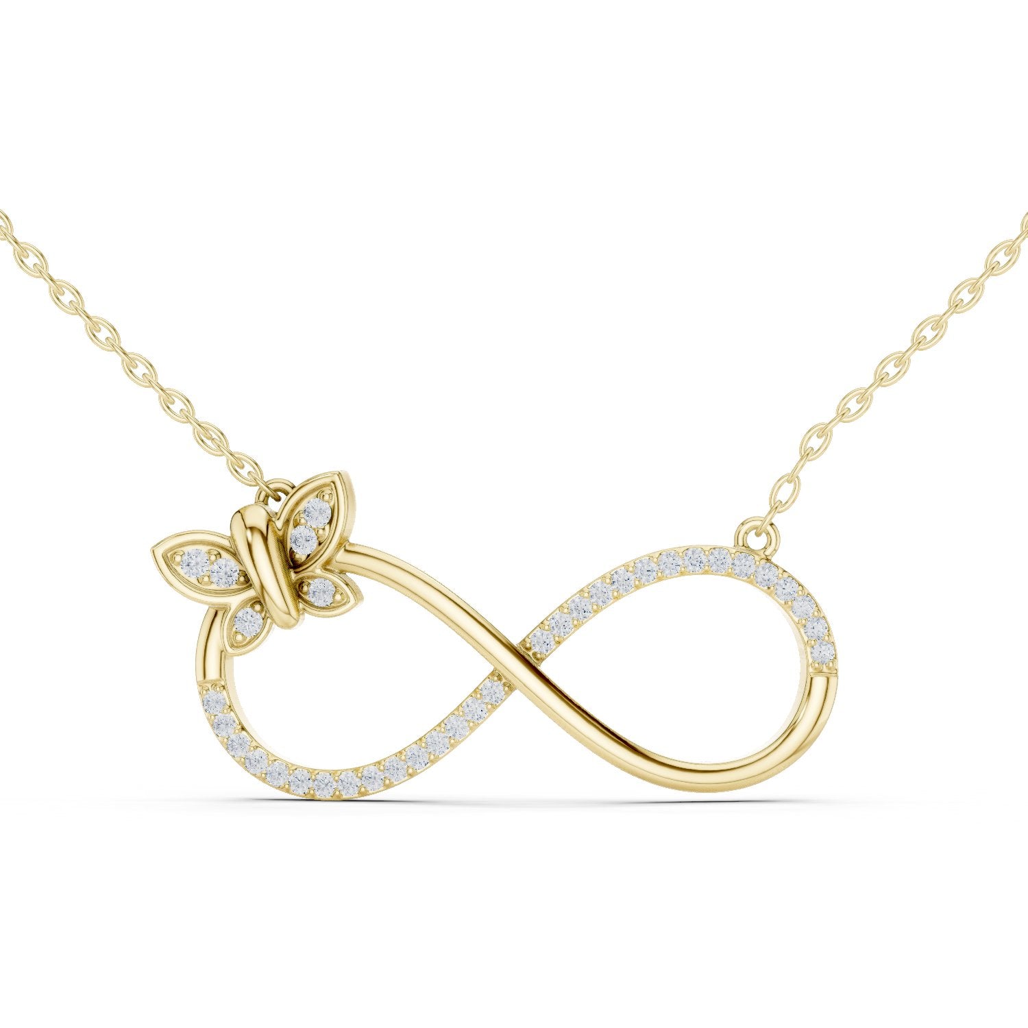 Infinity Butterfly Diamond Pendant in Yellow Gold - VYKA Diamonds