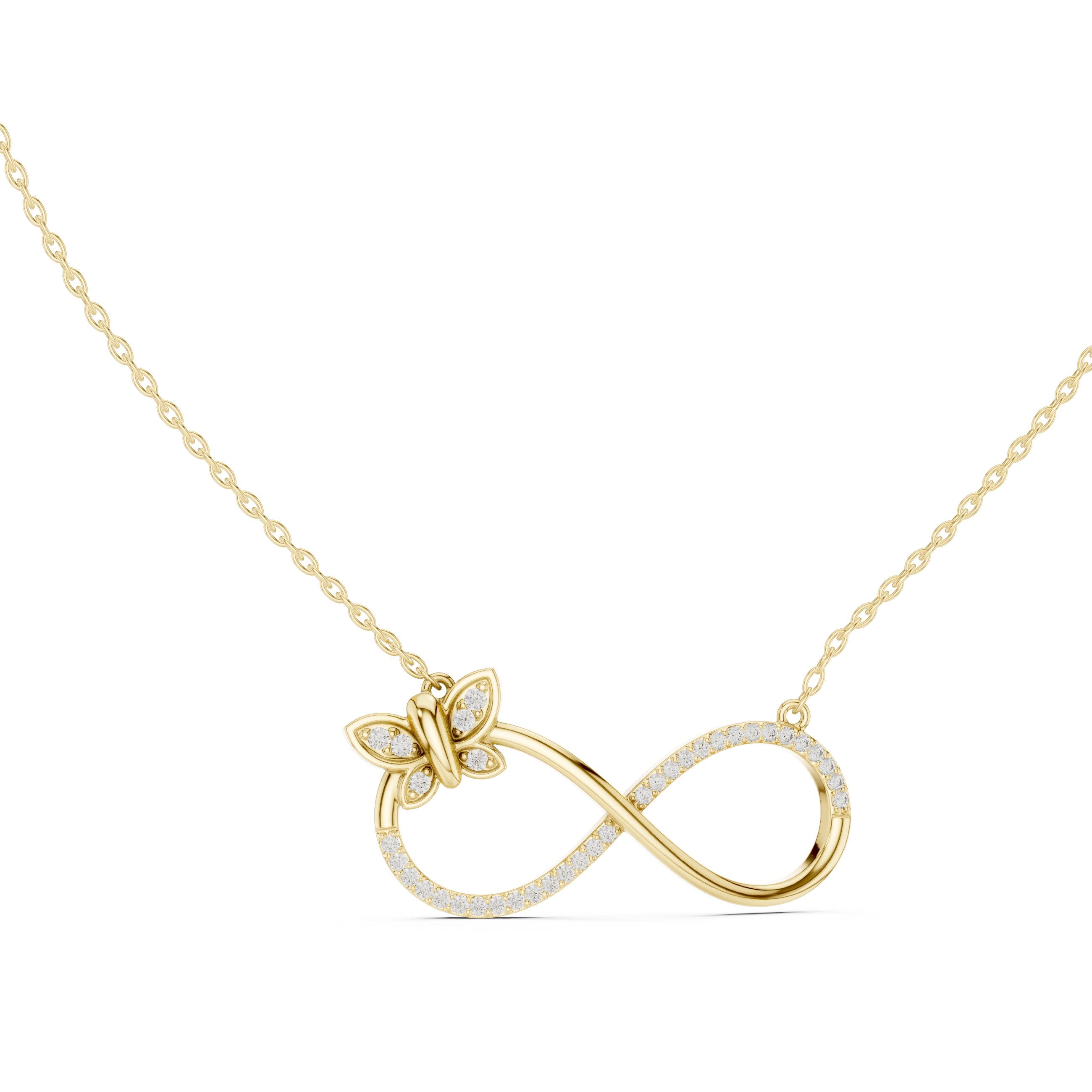 Infinity Butterfly Diamond Pendant in Yellow Gold - VYKA Diamonds