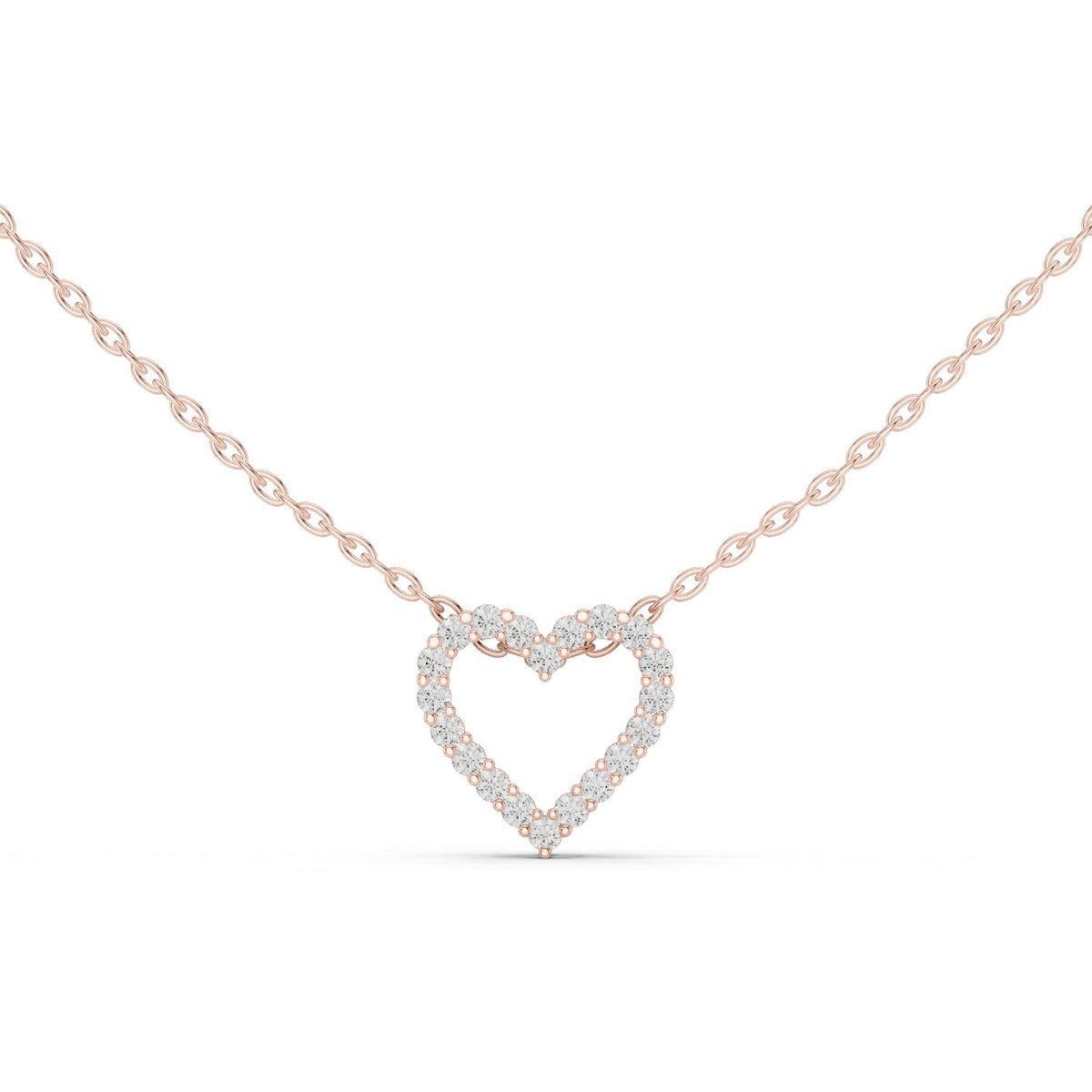 عقد بقلب مفتوح بترصيع المخالب in Rose Gold - VYKA Diamonds