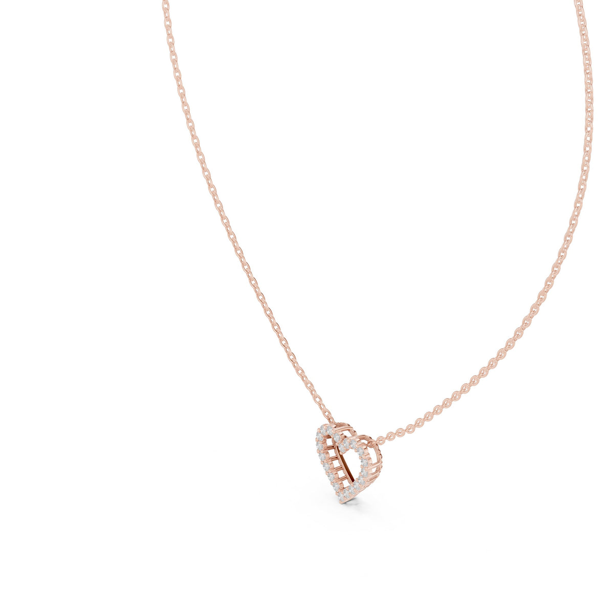 Prong Set Open Heart Diamond Necklace
