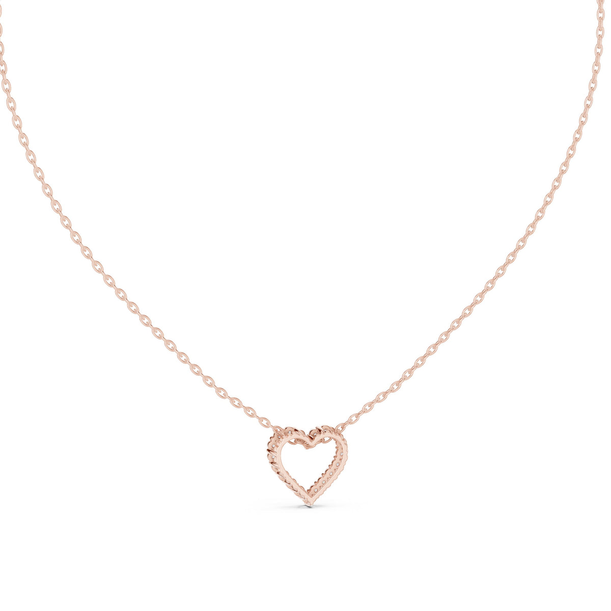 عقد بقلب مفتوح بترصيع المخالب in Rose Gold - VYKA Diamonds