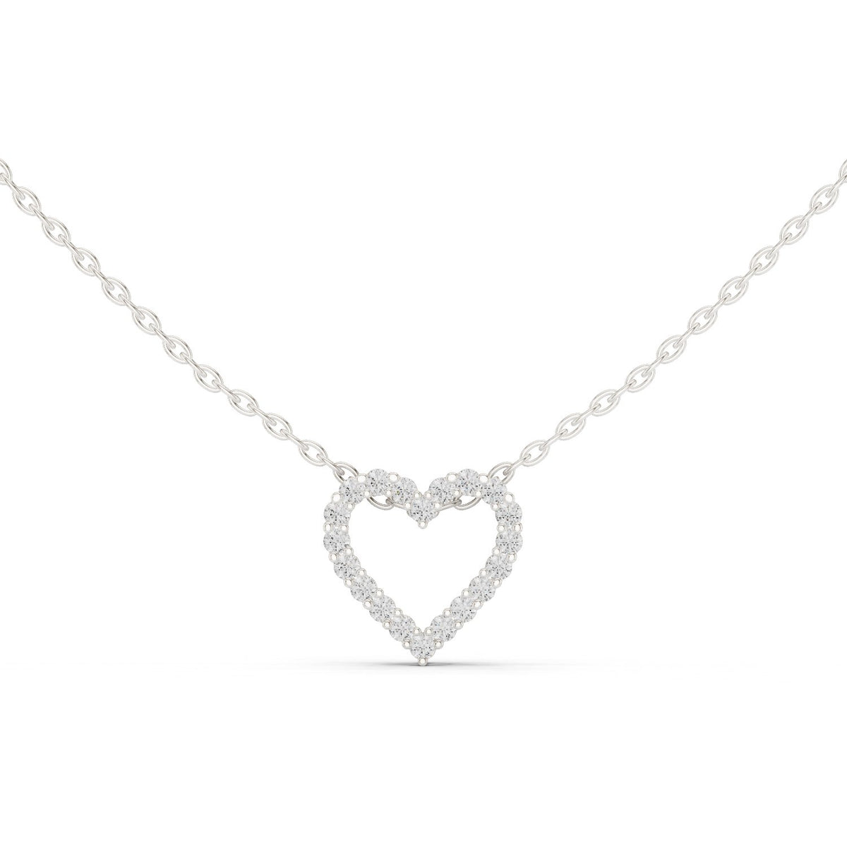 Prong Set Open Heart Diamond Necklace