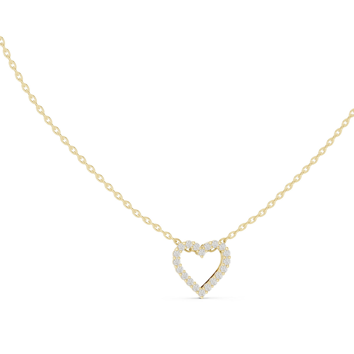 Prong Set Open Heart Diamond Necklace