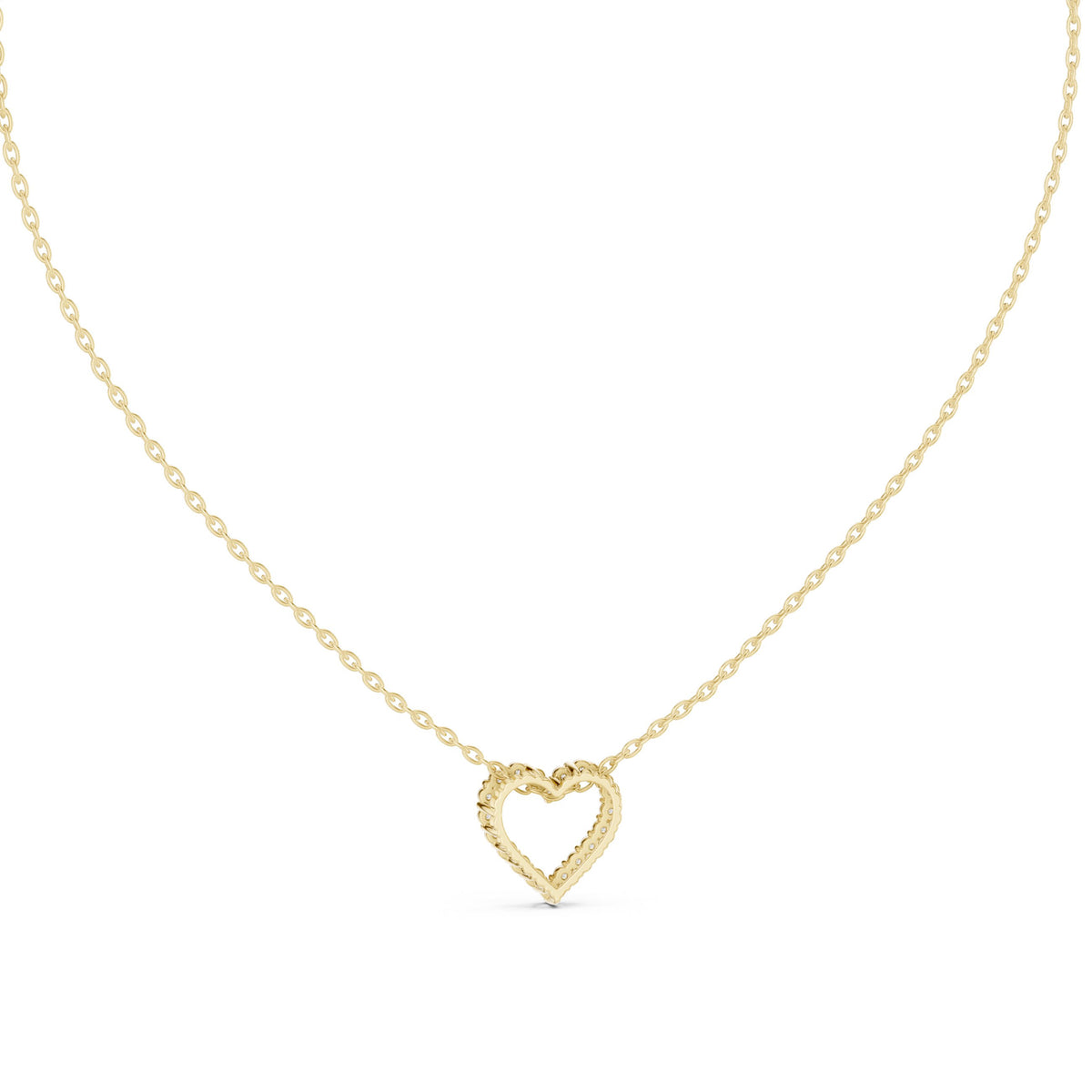 Prong Set Open Heart Diamond Necklace