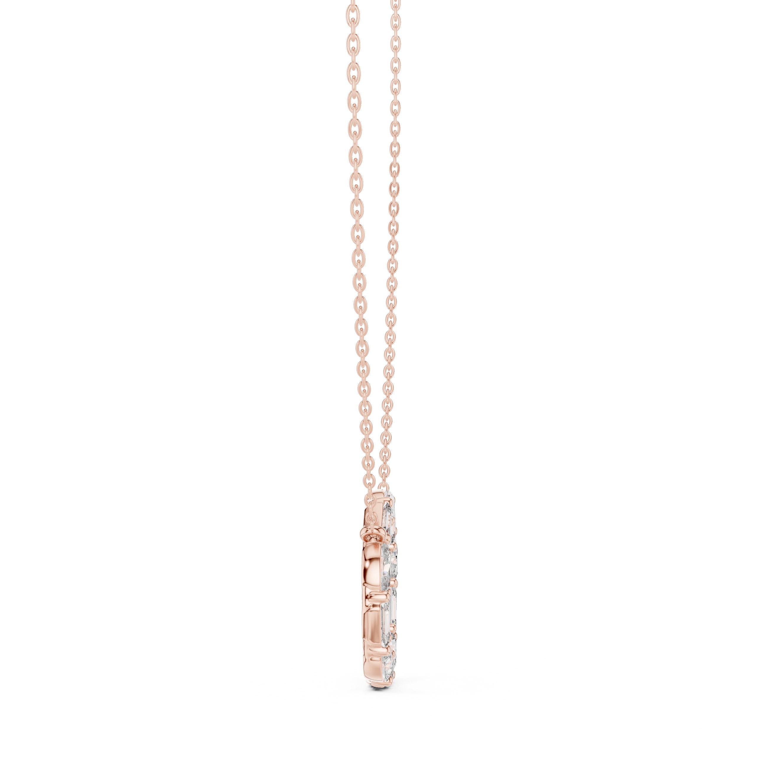 Baguette Halo Circle Diamond Pendant in Rose Gold - VYKA Diamonds
