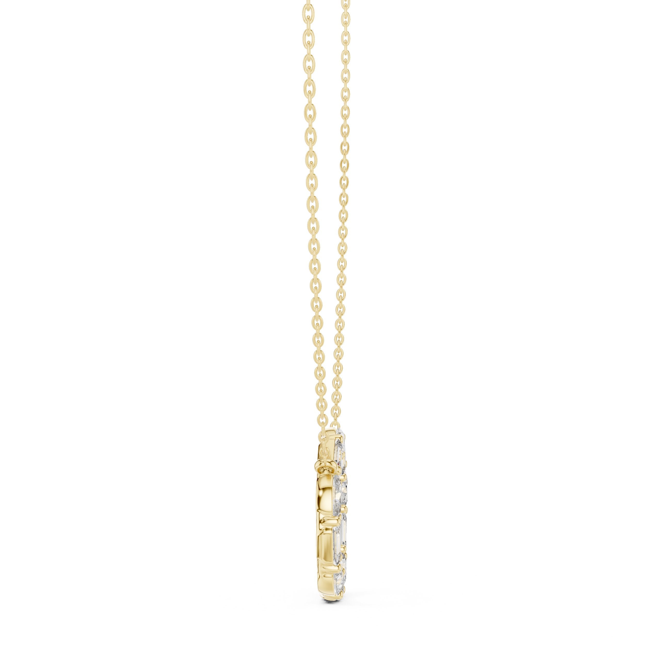 Baguette Halo Circle Diamond Pendant in Yellow Gold - VYKA Diamonds