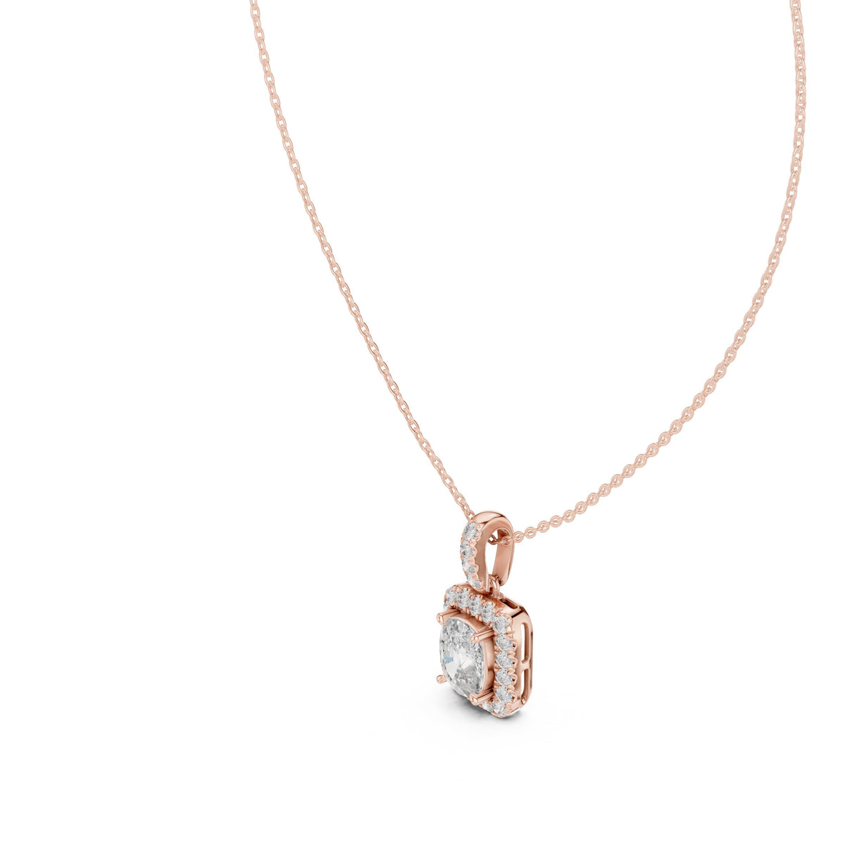 دلّاية ألماس كوشن ممتدة بهالة in Rose Gold - VYKA Diamonds