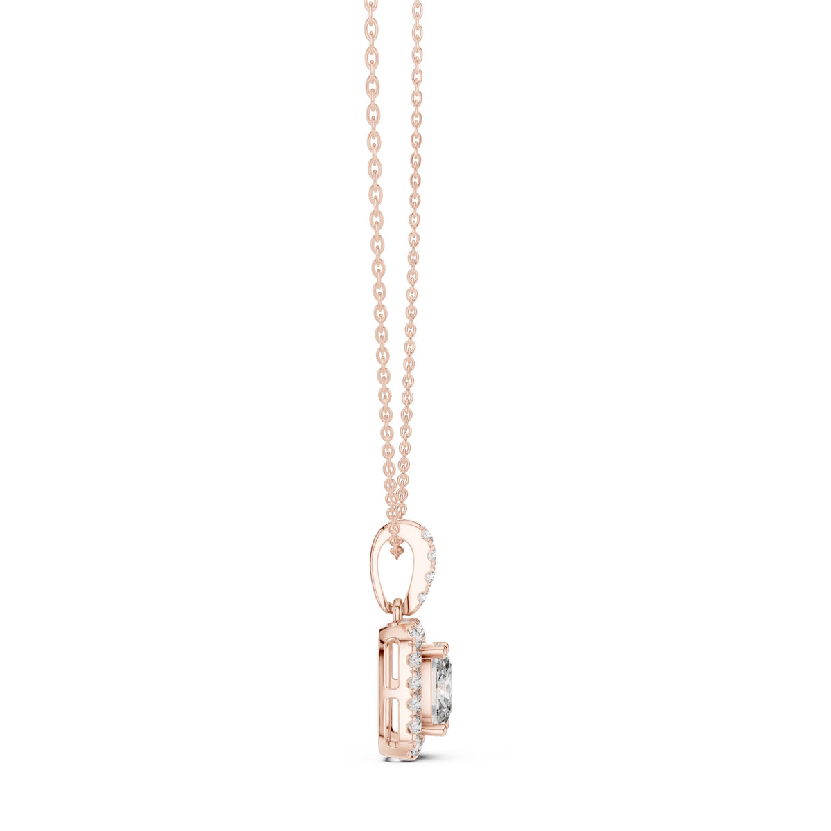 Elongated Cushion Halo Diamond Pendant