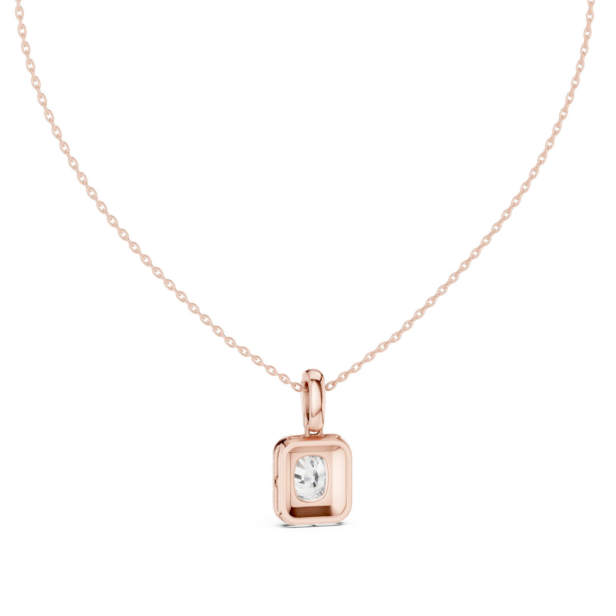 Elongated Cushion Halo Diamond Pendant