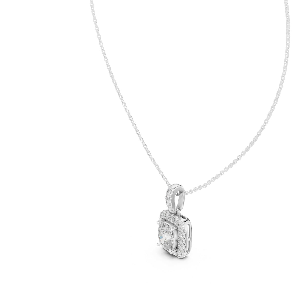 Elongated Cushion Halo Diamond Pendant