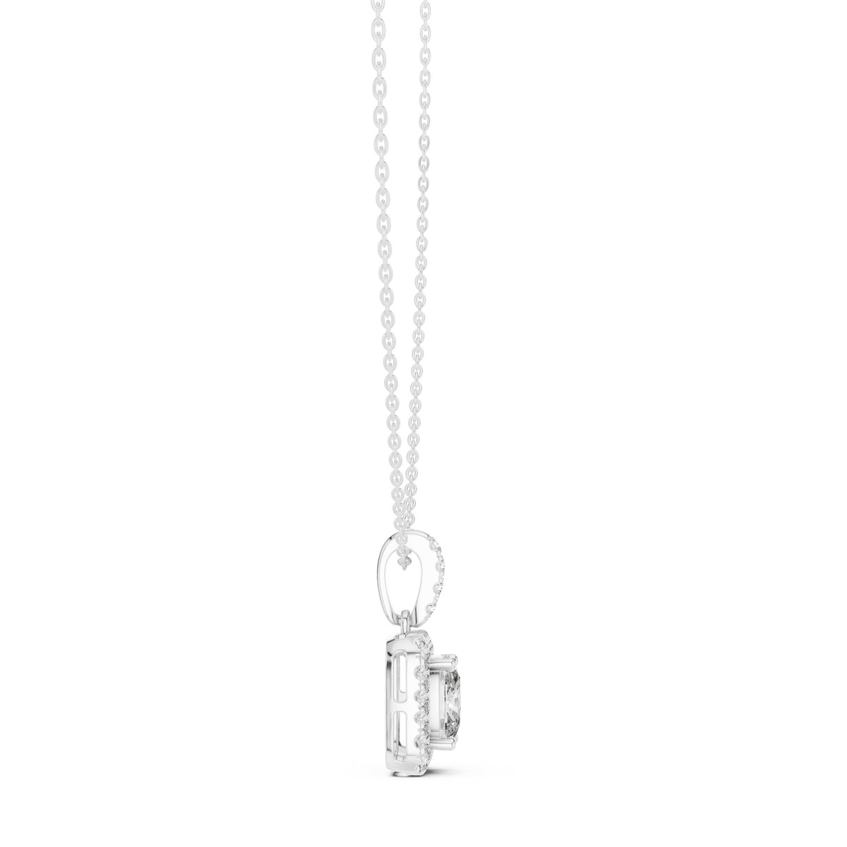 Elongated Cushion Halo Diamond Pendant