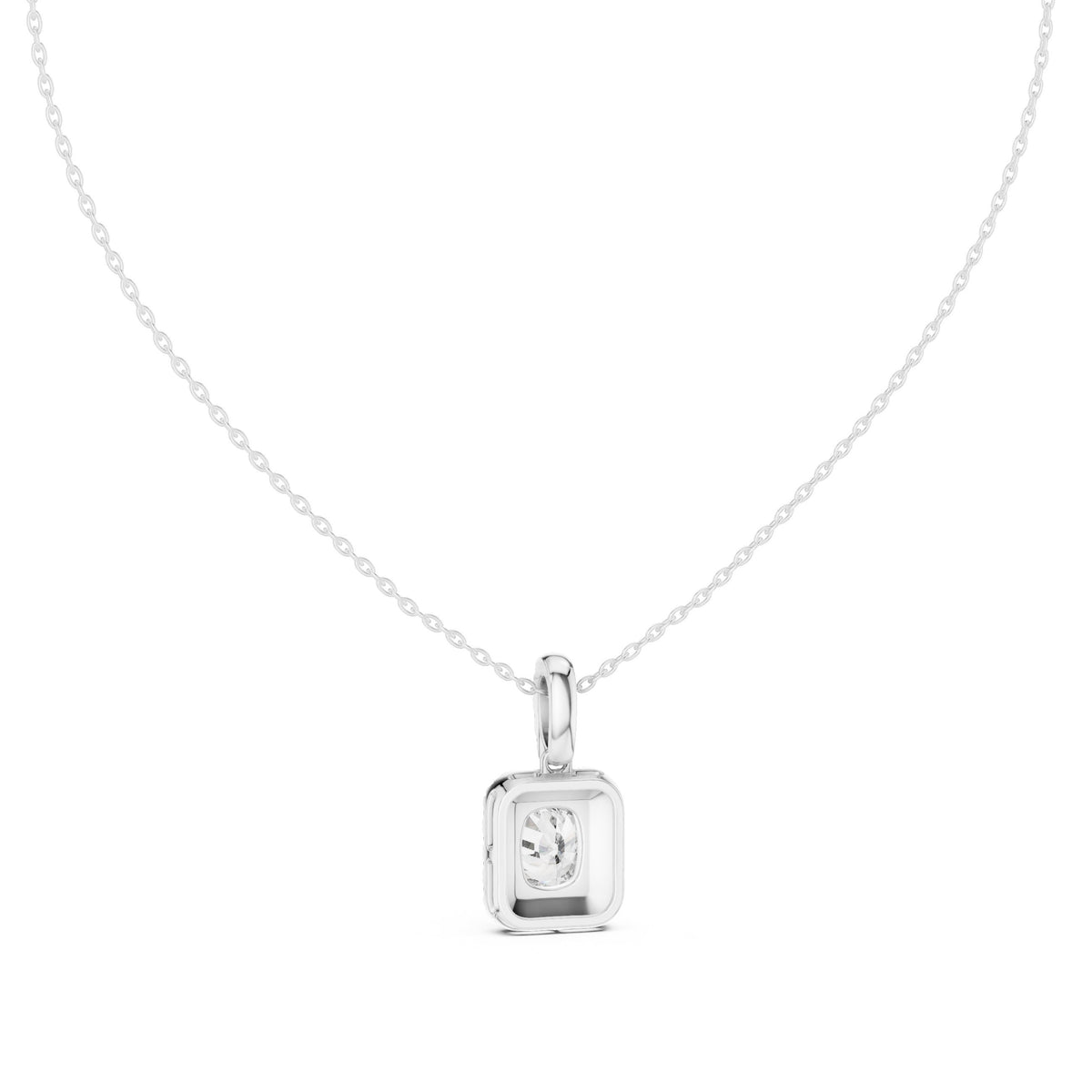 Elongated Cushion Halo Diamond Pendant