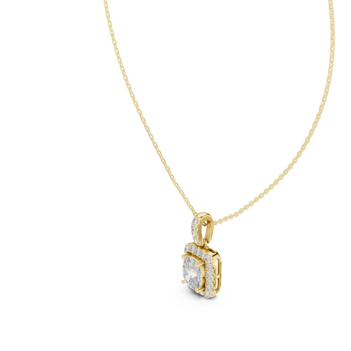 Elongated Cushion Halo Diamond Pendant