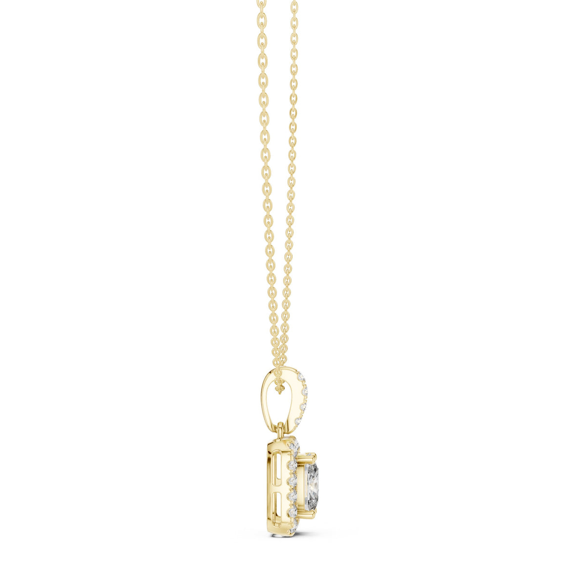 Elongated Cushion Halo Diamond Pendant