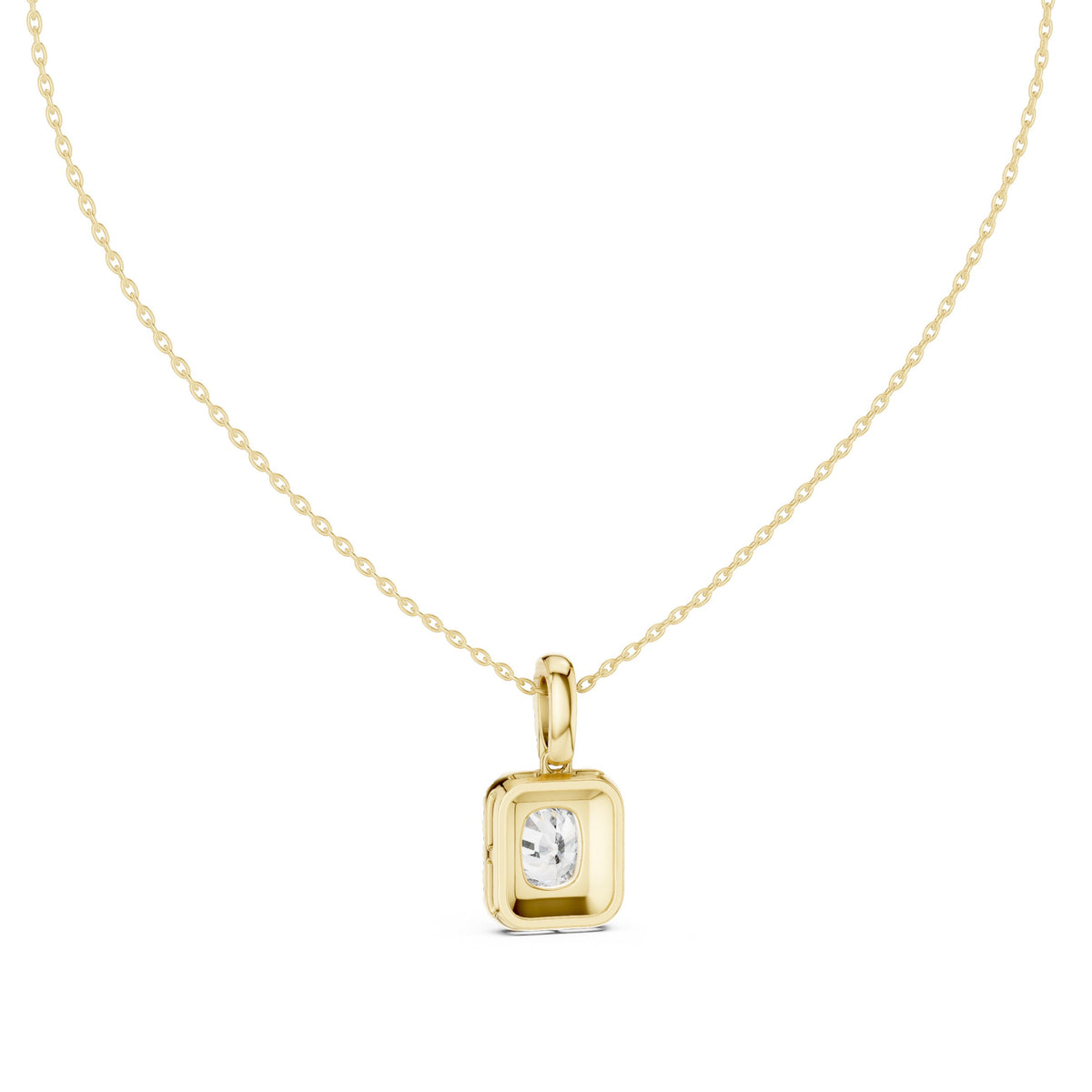 Elongated Cushion Halo Diamond Pendant