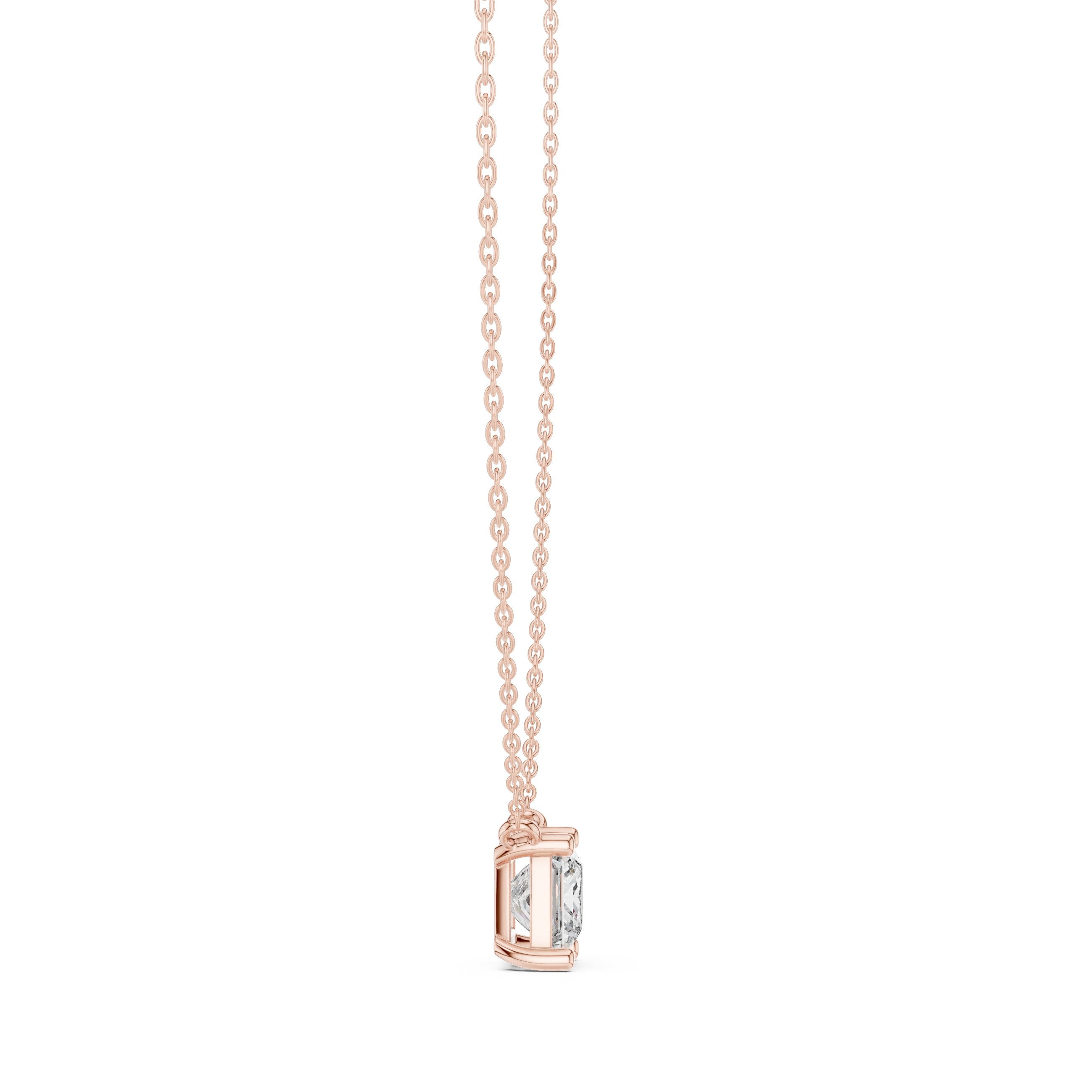 Princess Bezel Solitaire Diamond Pendant in Rose Gold - VYKA Diamonds