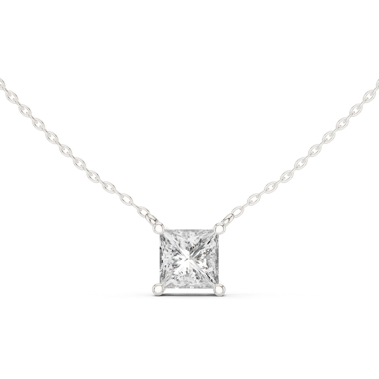 Princess Bezel Solitaire Diamond Pendant in White Gold - VYKA Diamonds