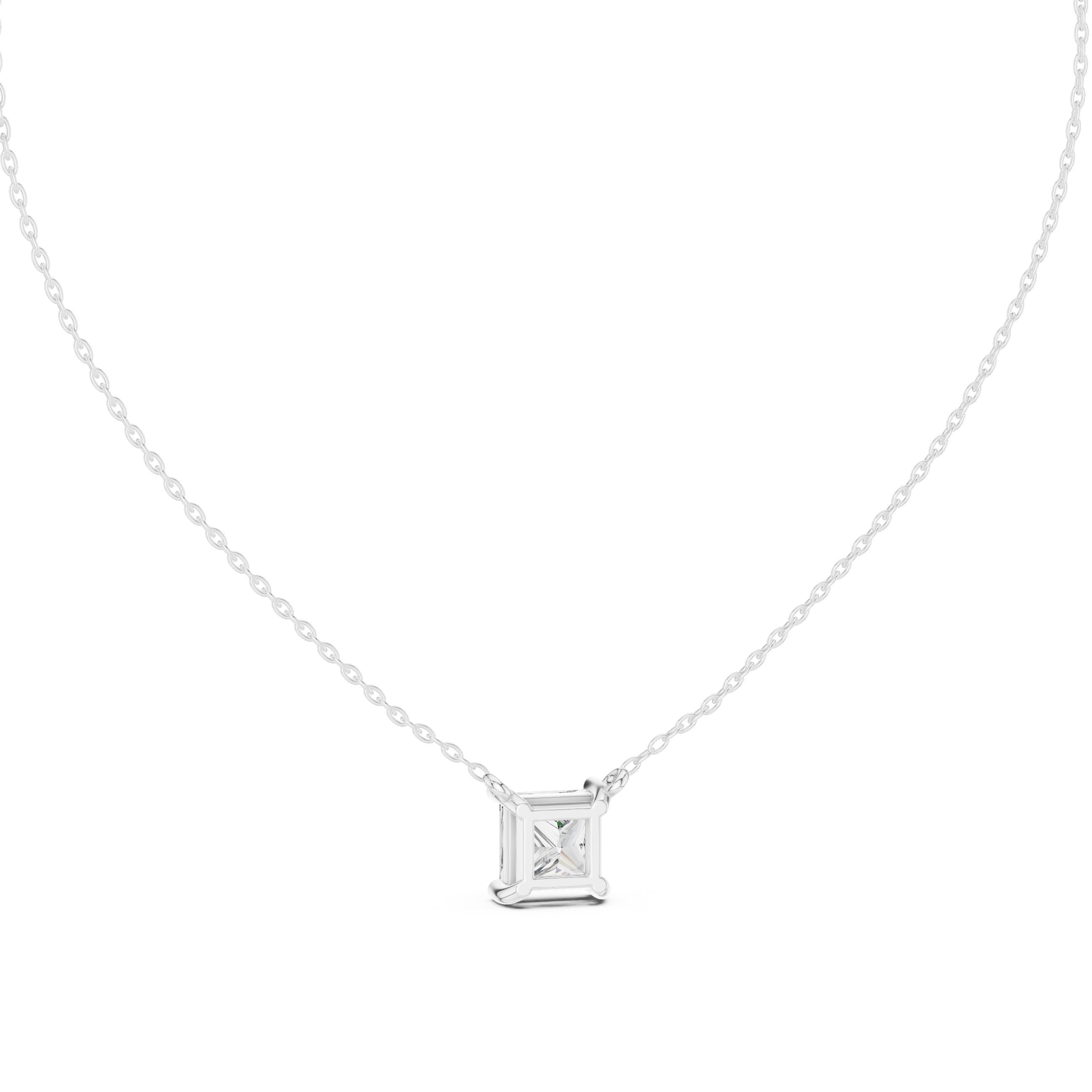 Princess Bezel Solitaire Diamond Pendant in White Gold - VYKA Diamonds