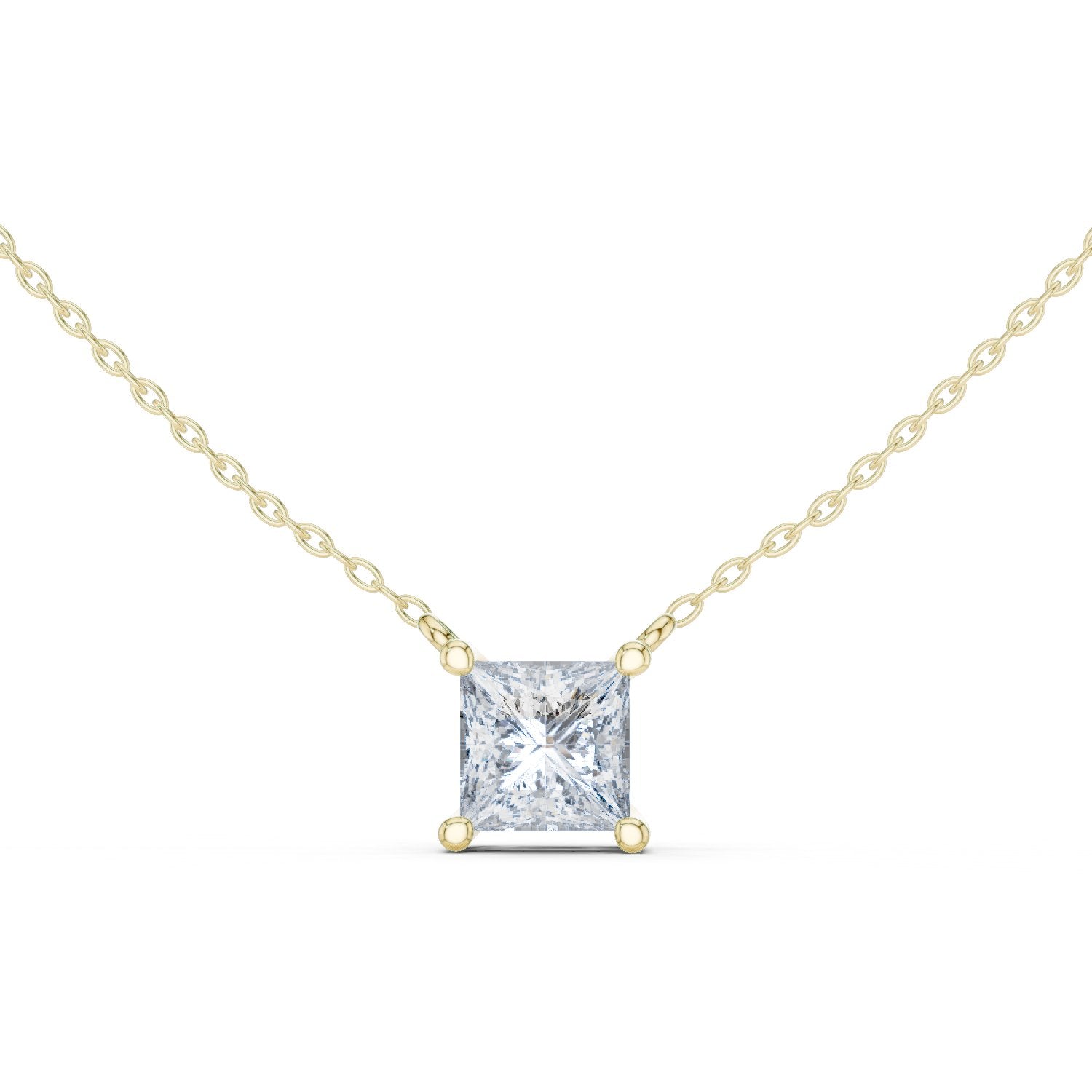 Princess Bezel Solitaire Diamond Pendant in Yellow Gold - VYKA Diamonds
