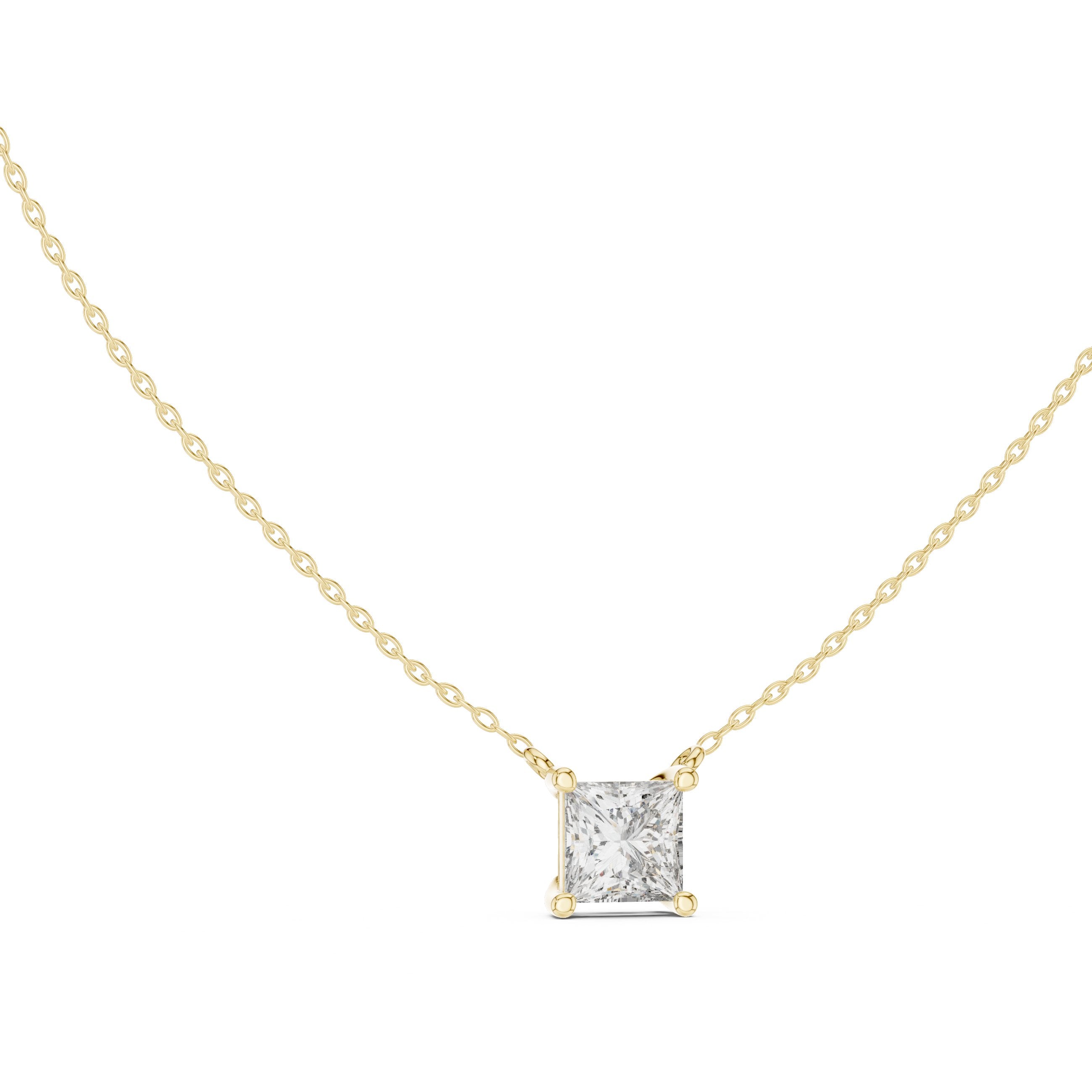 Princess Bezel Solitaire Diamond Pendant in Yellow Gold - VYKA Diamonds