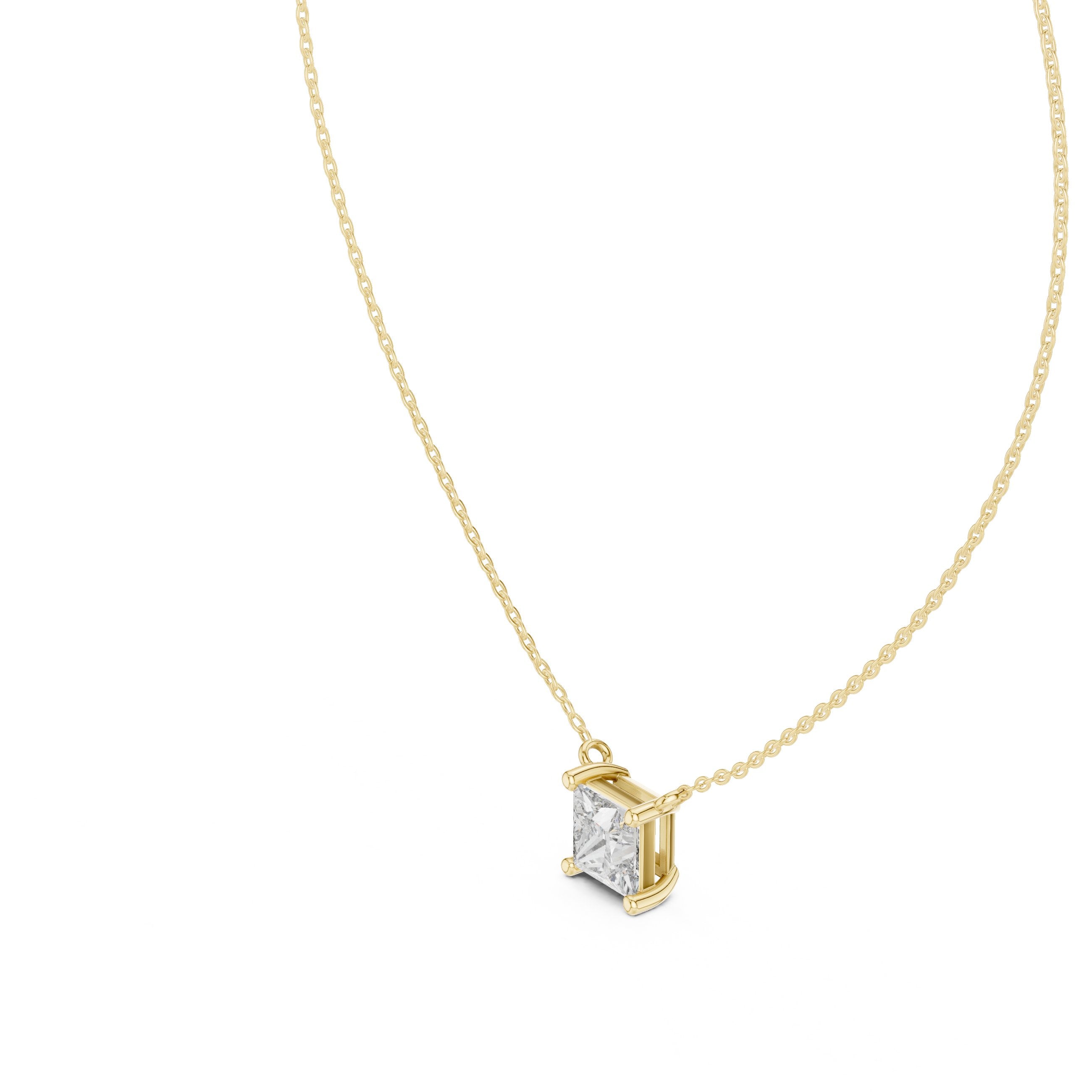 Princess Bezel Solitaire Diamond Pendant in Yellow Gold - VYKA Diamonds