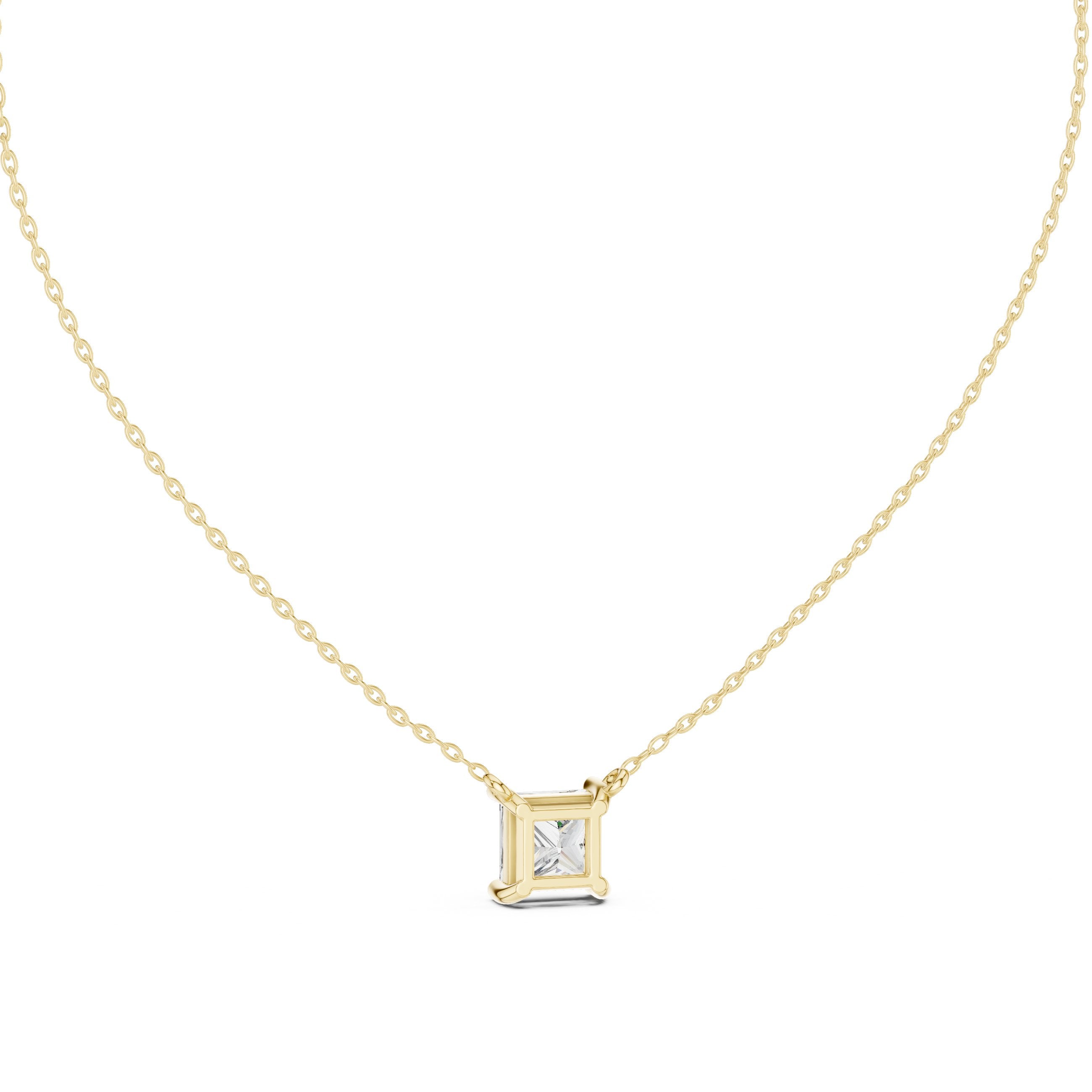 Princess Bezel Solitaire Diamond Pendant in Yellow Gold - VYKA Diamonds