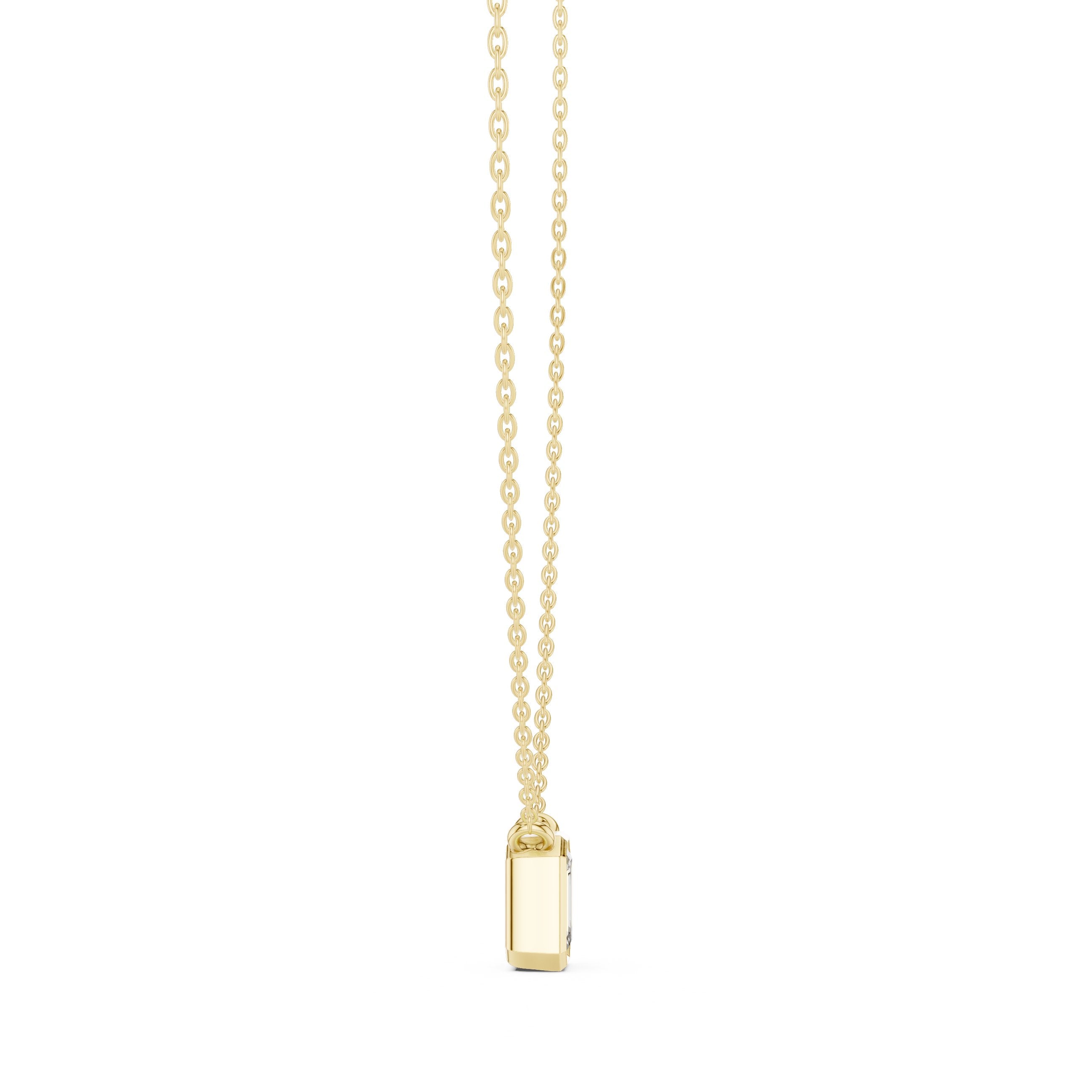 Emerald Cut Bezel Diamond Pendant in Yellow Gold - VYKA Diamonds