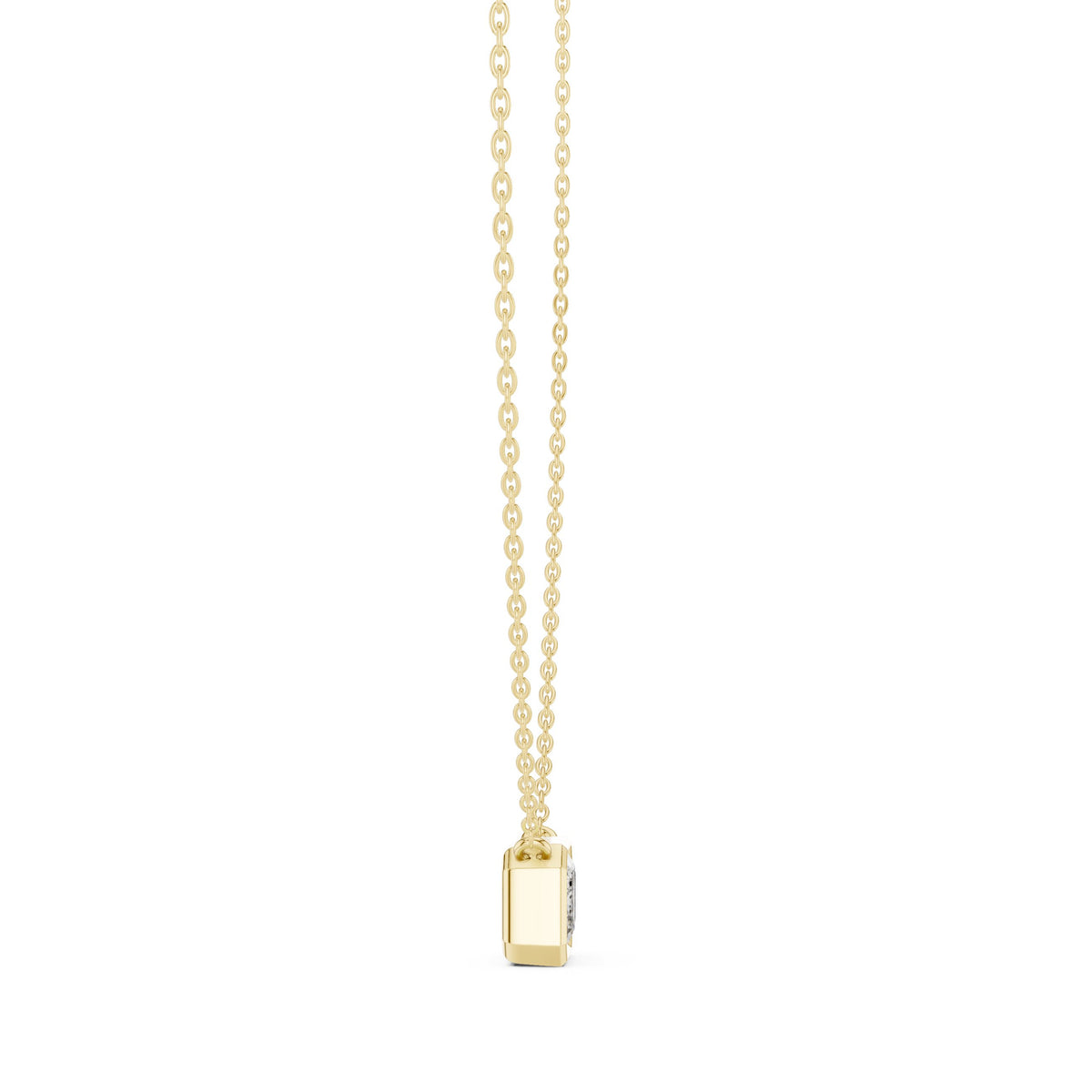 East-West Emerald Bezel Diamond Pendant