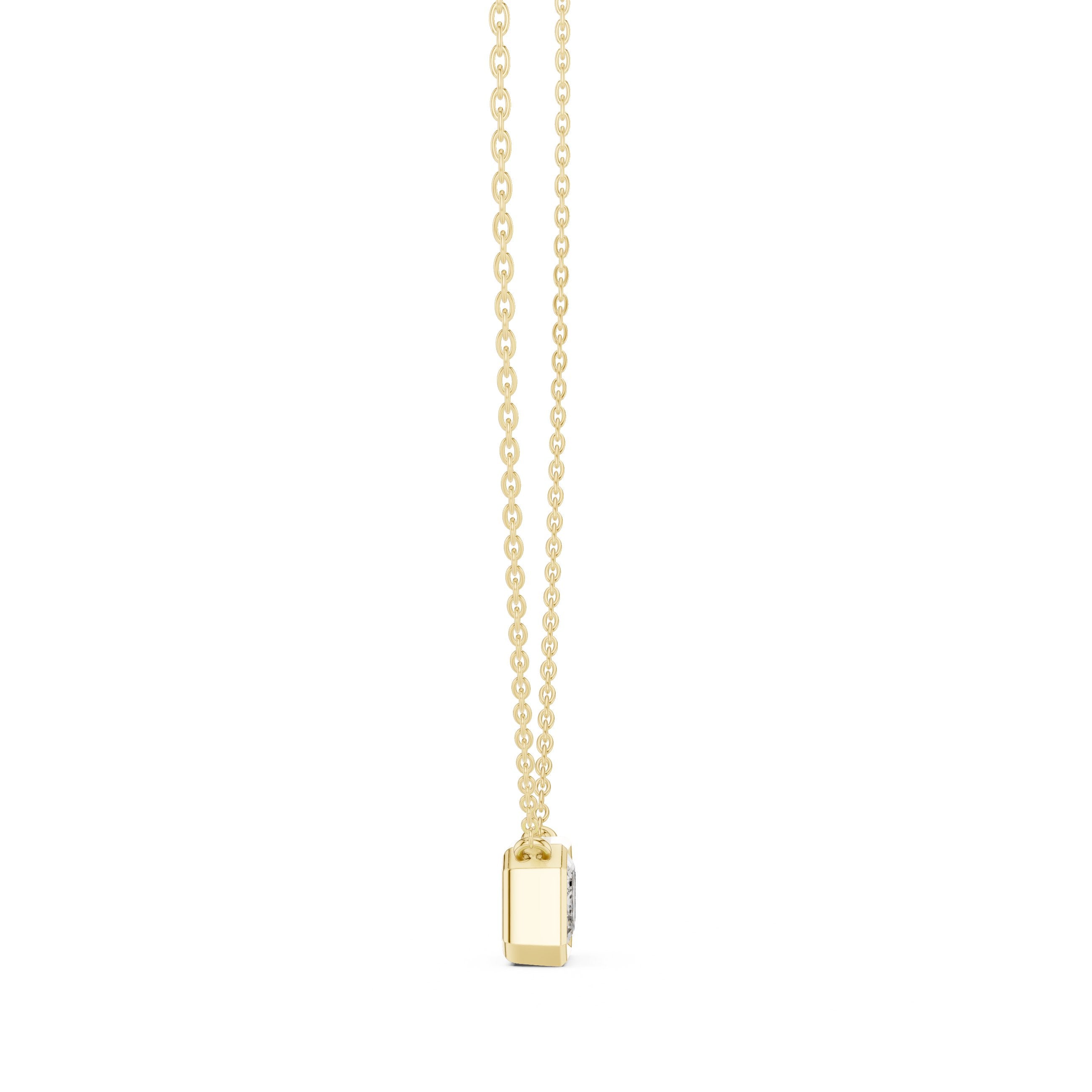 East-West Emerald Bezel Diamond Pendant in Yellow Gold - VYKA Diamonds