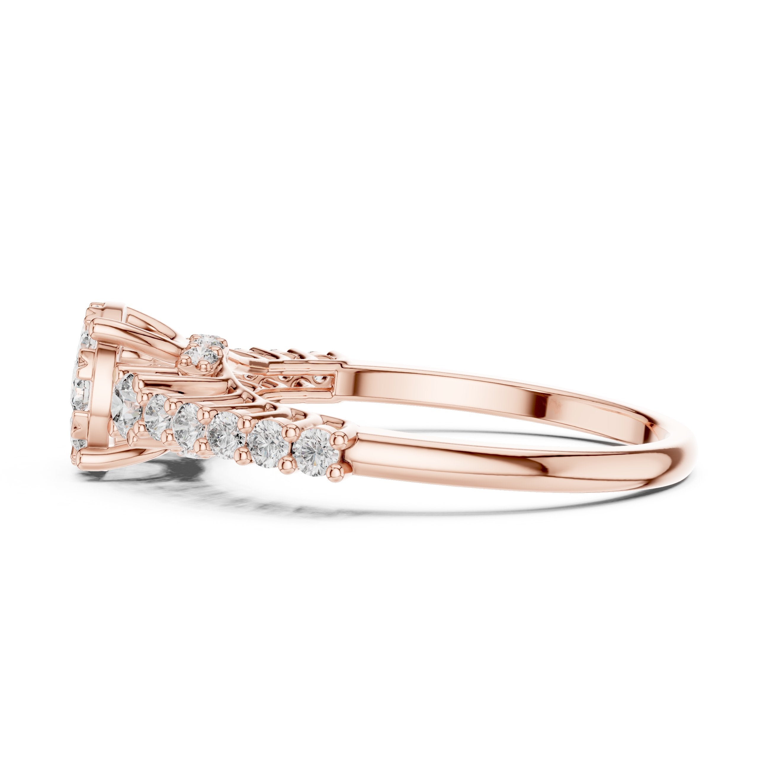 Round Diamond Cluster Engagement Ring in Rose Gold - VYKA Diamonds