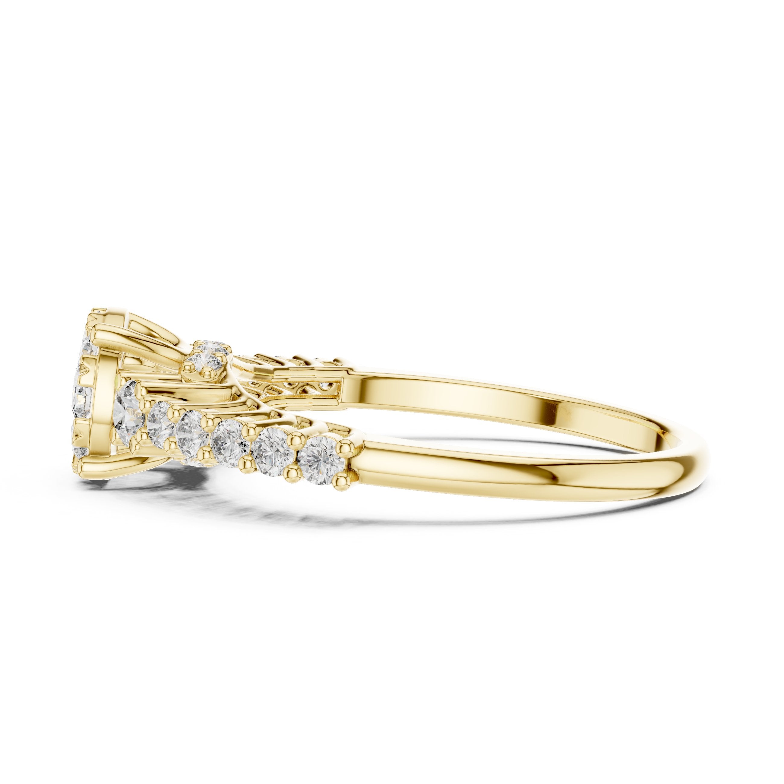 Round Diamond Cluster Engagement Ring in Yellow Gold - VYKA Diamonds
