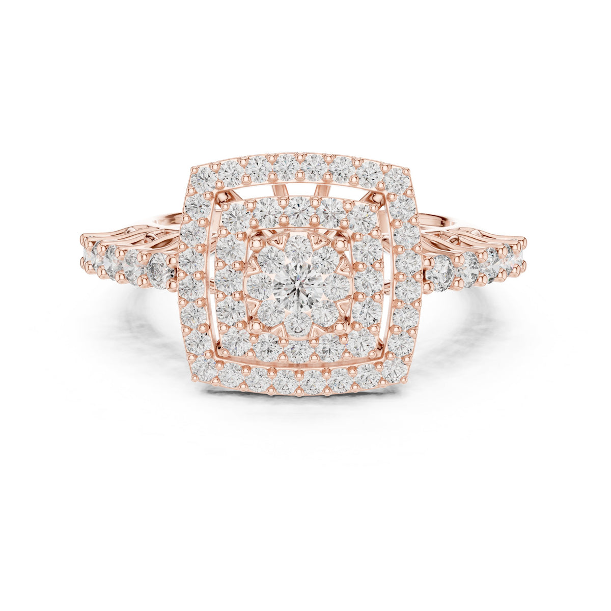 Double Cushion Cluster Vintage Engagement Ring