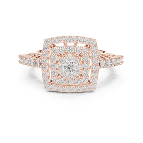 Double Cushion Cluster Vintage Engagement Ring