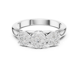 Three Cluster Halo Trilogy Diamond Engagement Ring