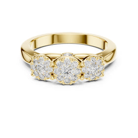 Three Cluster Halo Trilogy Diamond Engagement Ring