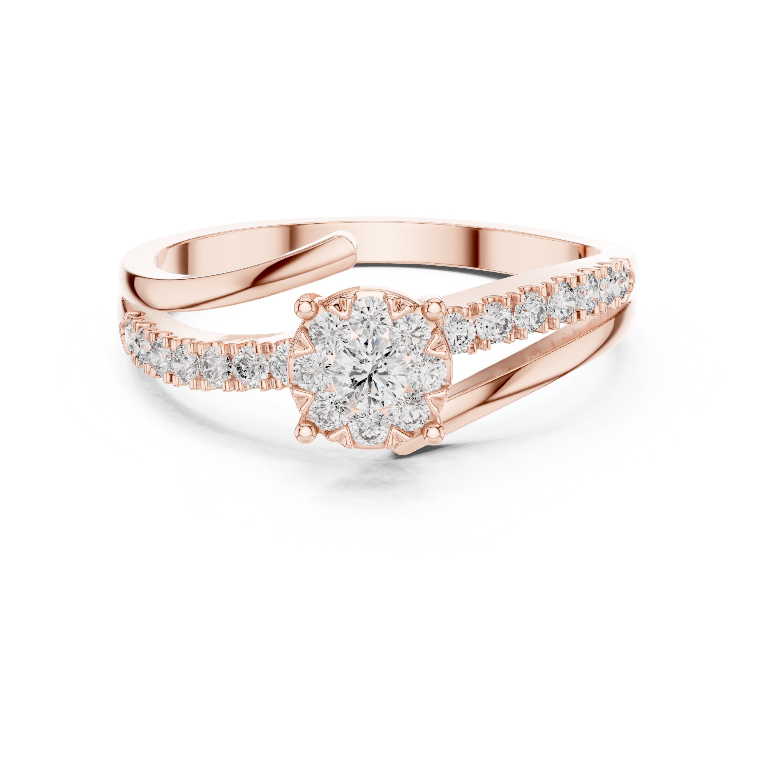 Bypass Cluster Bloom Diamond Ring in Rose Gold - VYKA Diamonds