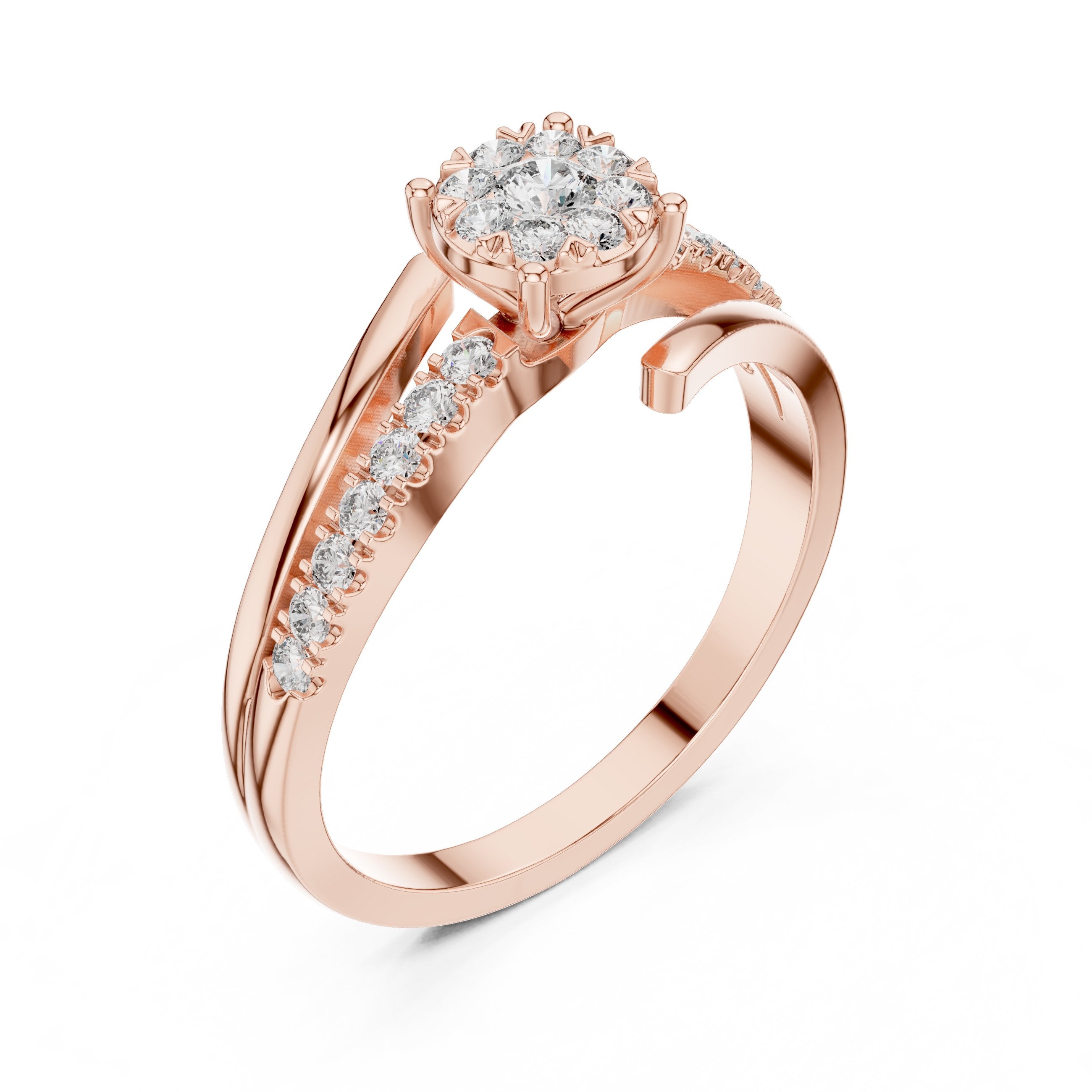 Bypass Cluster Bloom Diamond Ring in Rose Gold - VYKA Diamonds