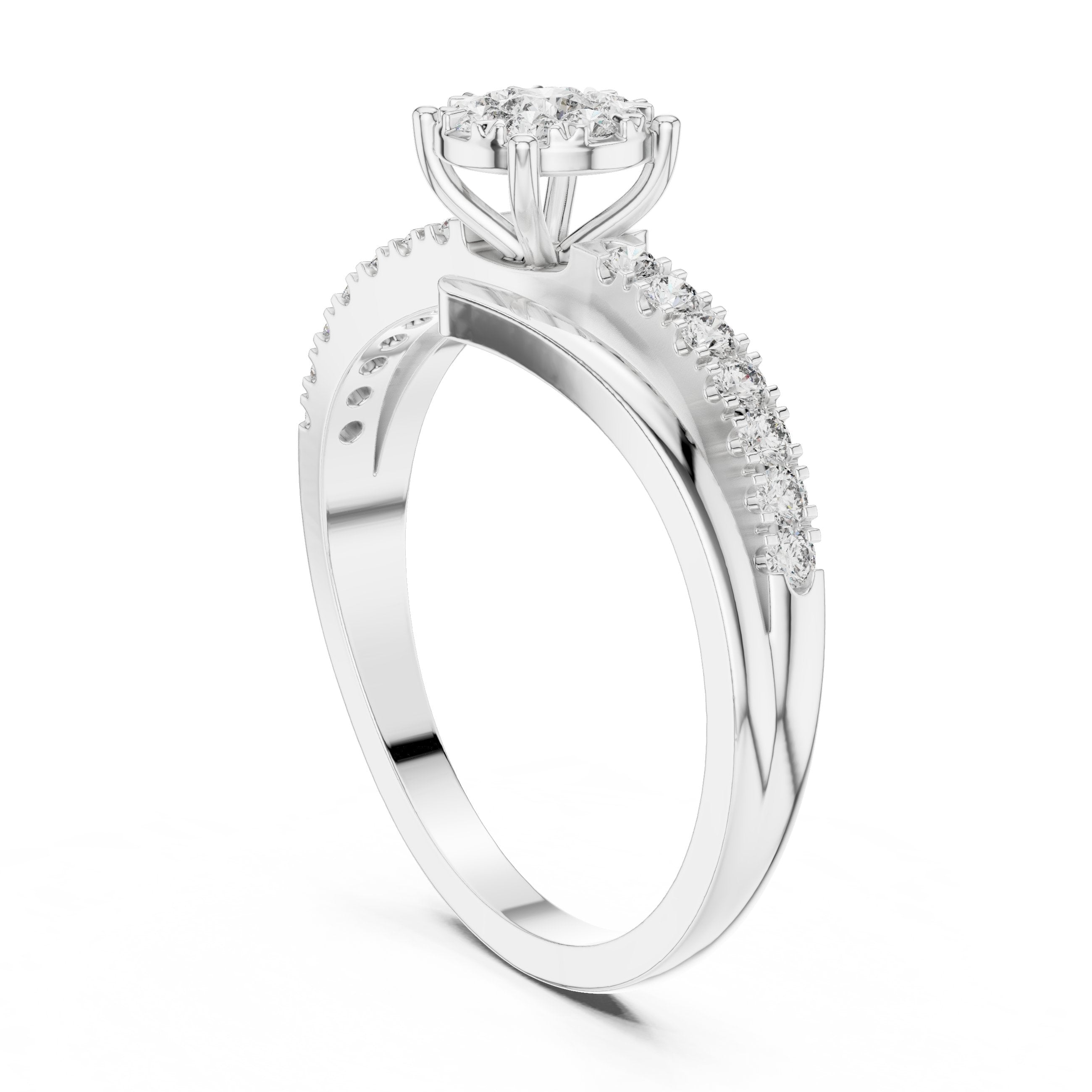 Bypass Cluster Bloom Diamond Ring in White Gold - VYKA Diamonds