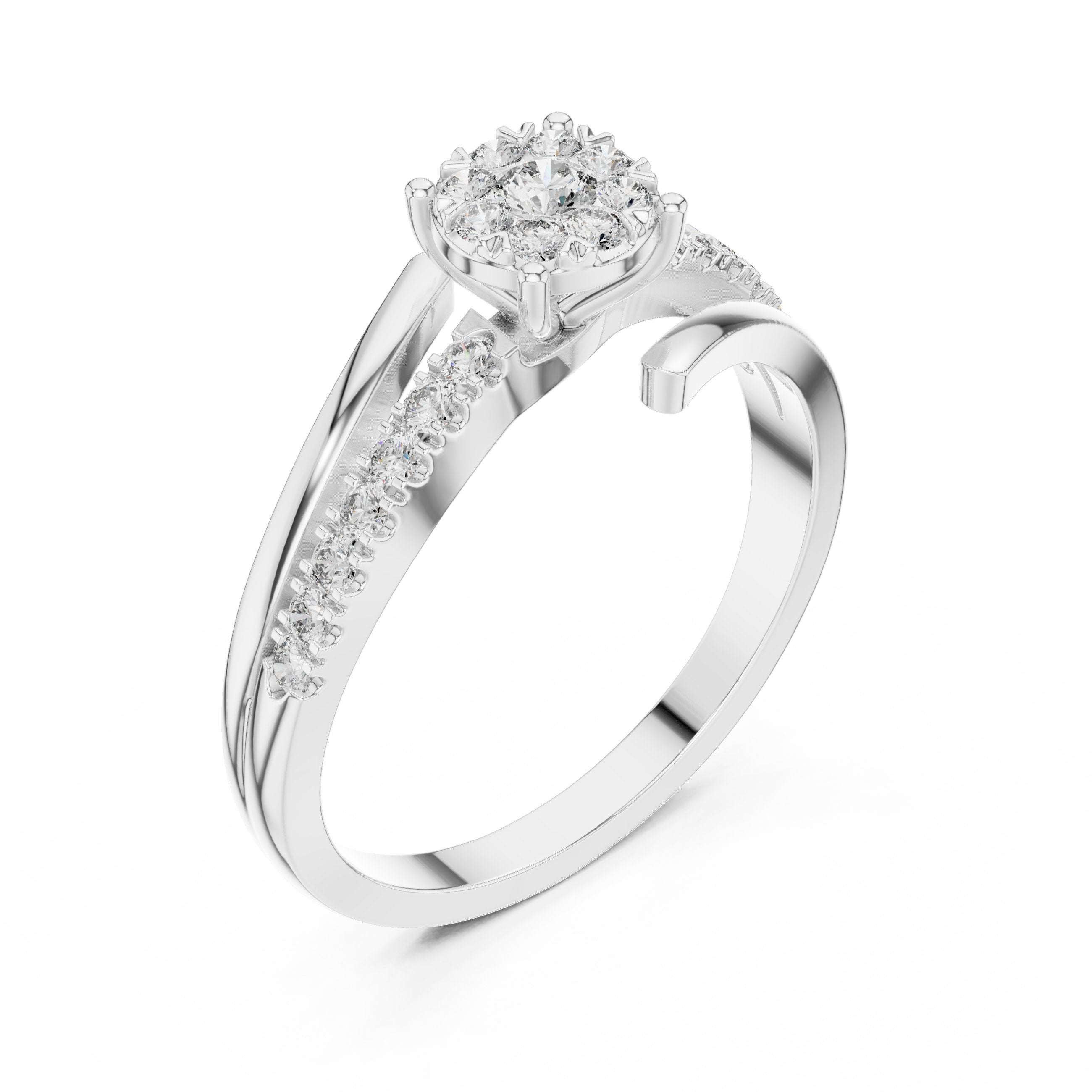 Bypass Cluster Bloom Diamond Ring in White Gold - VYKA Diamonds