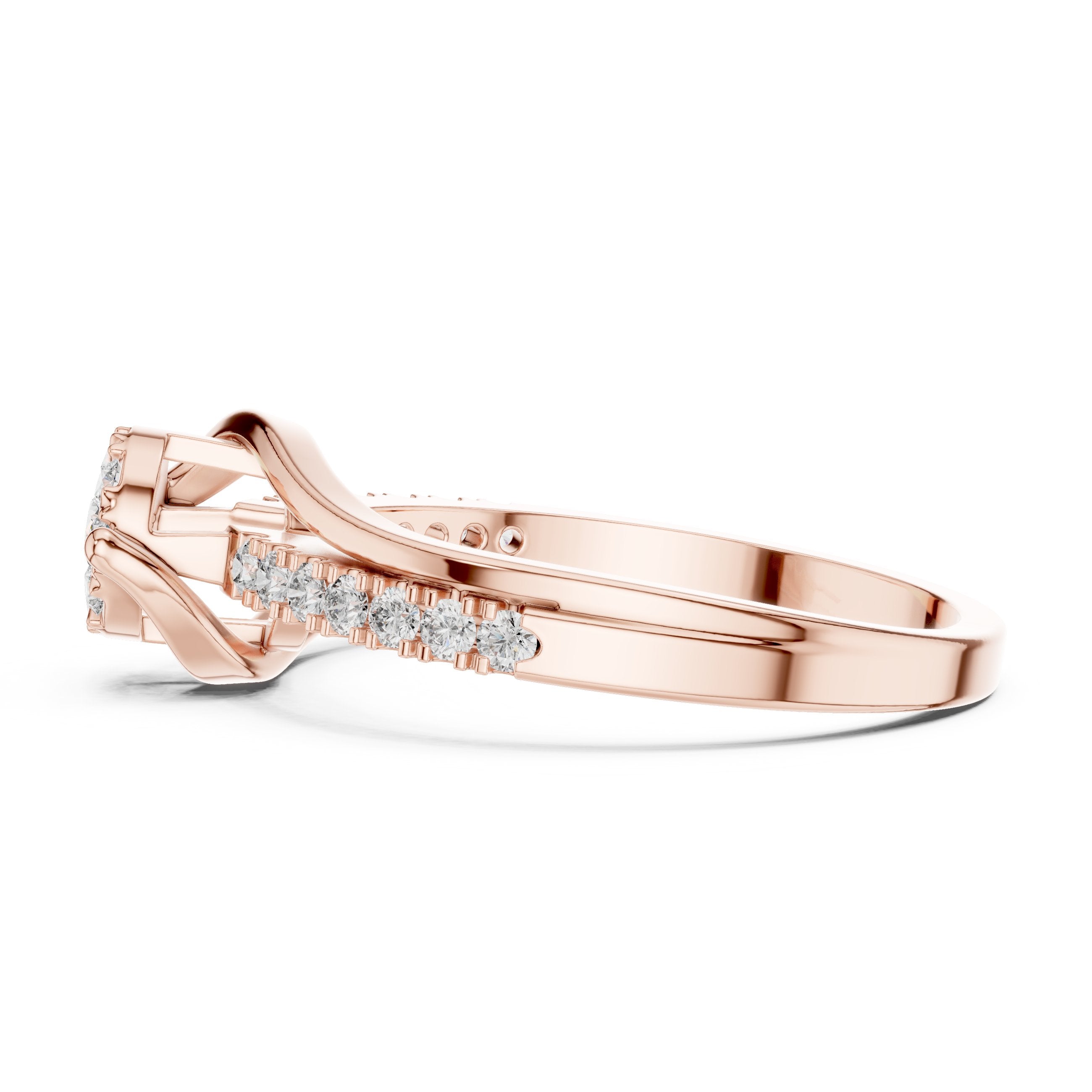 Round Diamond Cluster Bypass Ring in Rose Gold - VYKA Diamonds