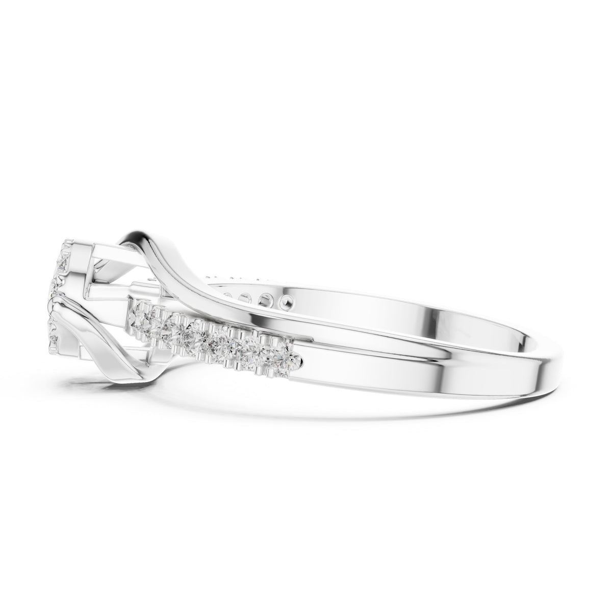 Round Diamond Cluster Bypass Ring