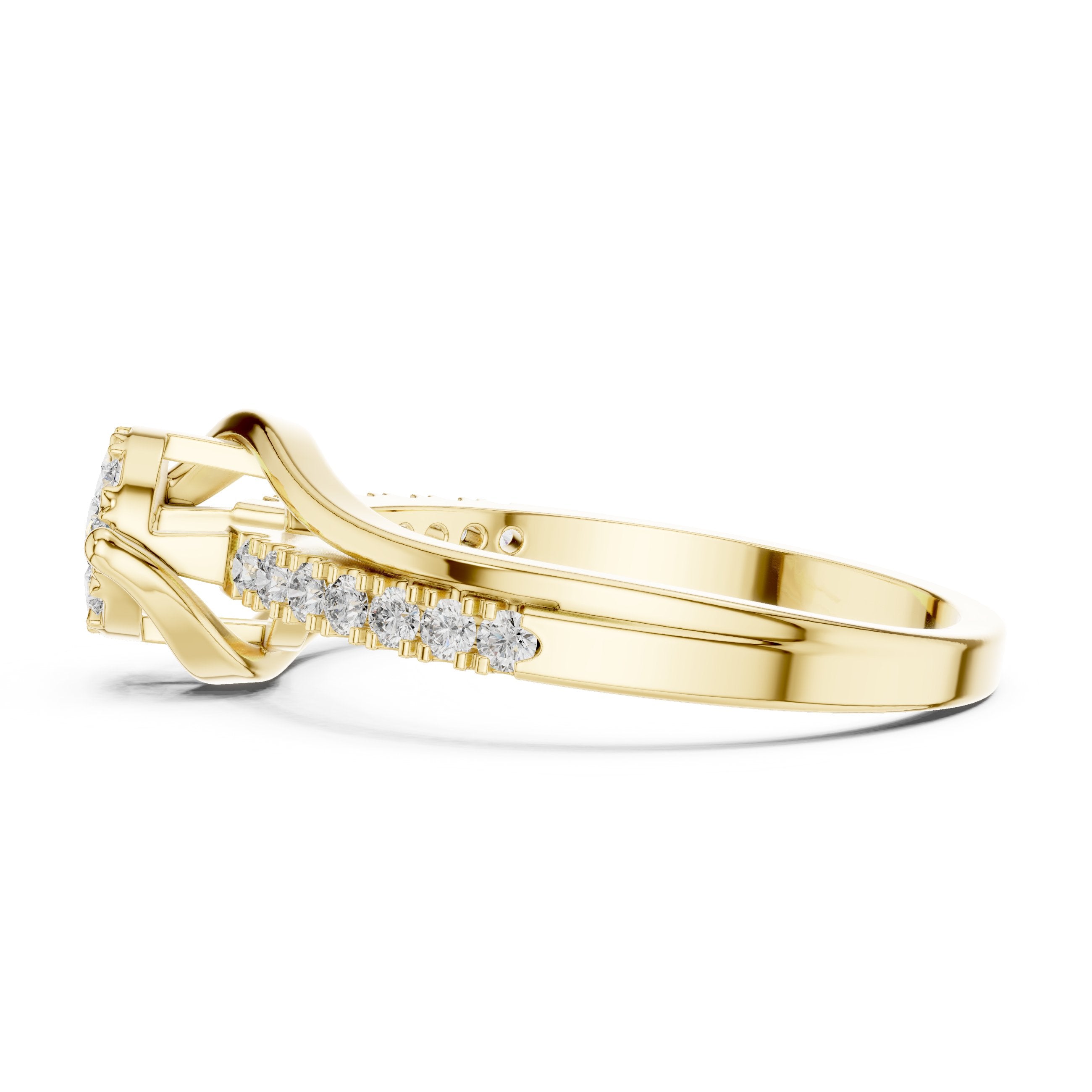 Round Diamond Cluster Bypass Ring in Yellow Gold - VYKA Diamonds