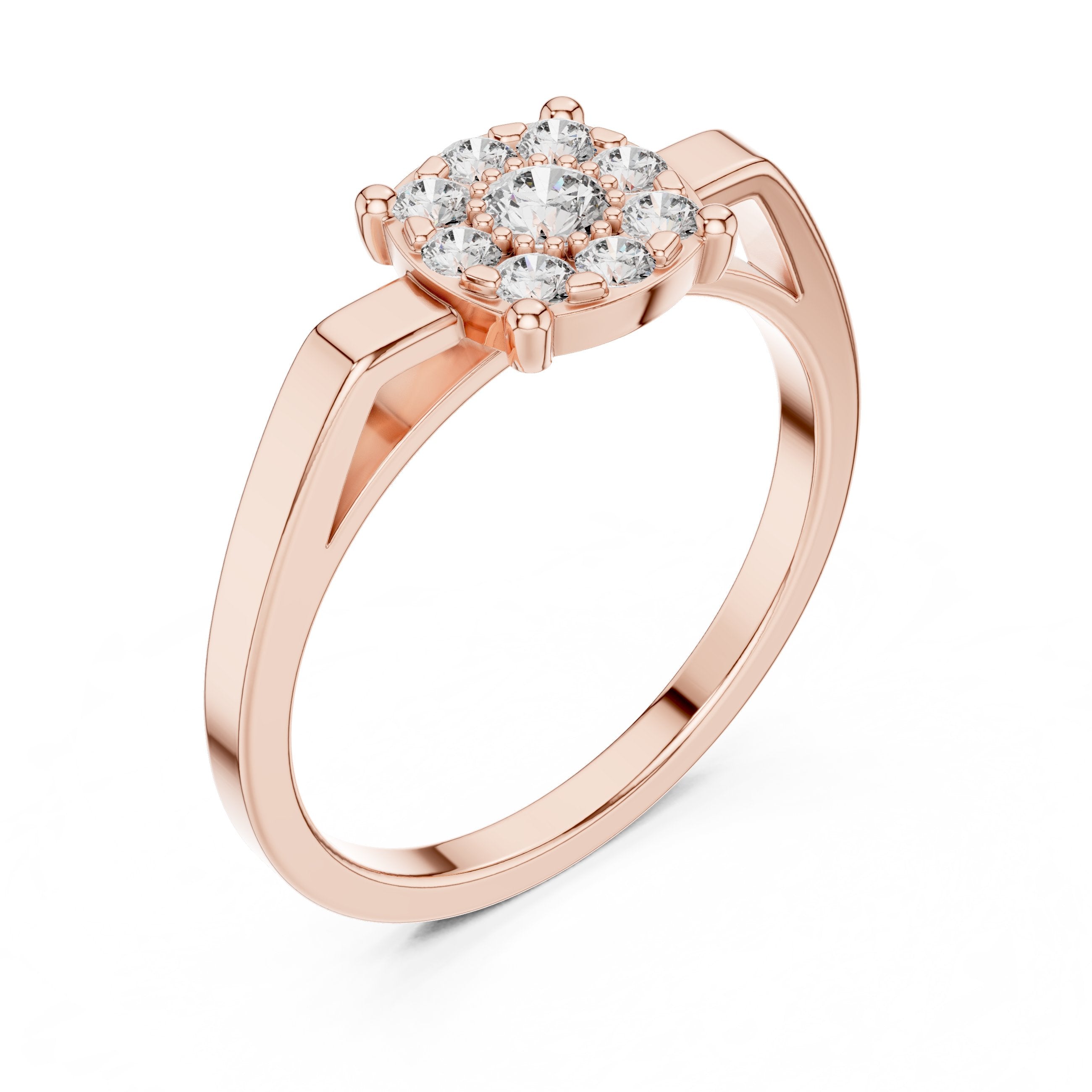 Cushion Cluster Four-Prong Diamond Ring in Rose Gold - VYKA Diamonds