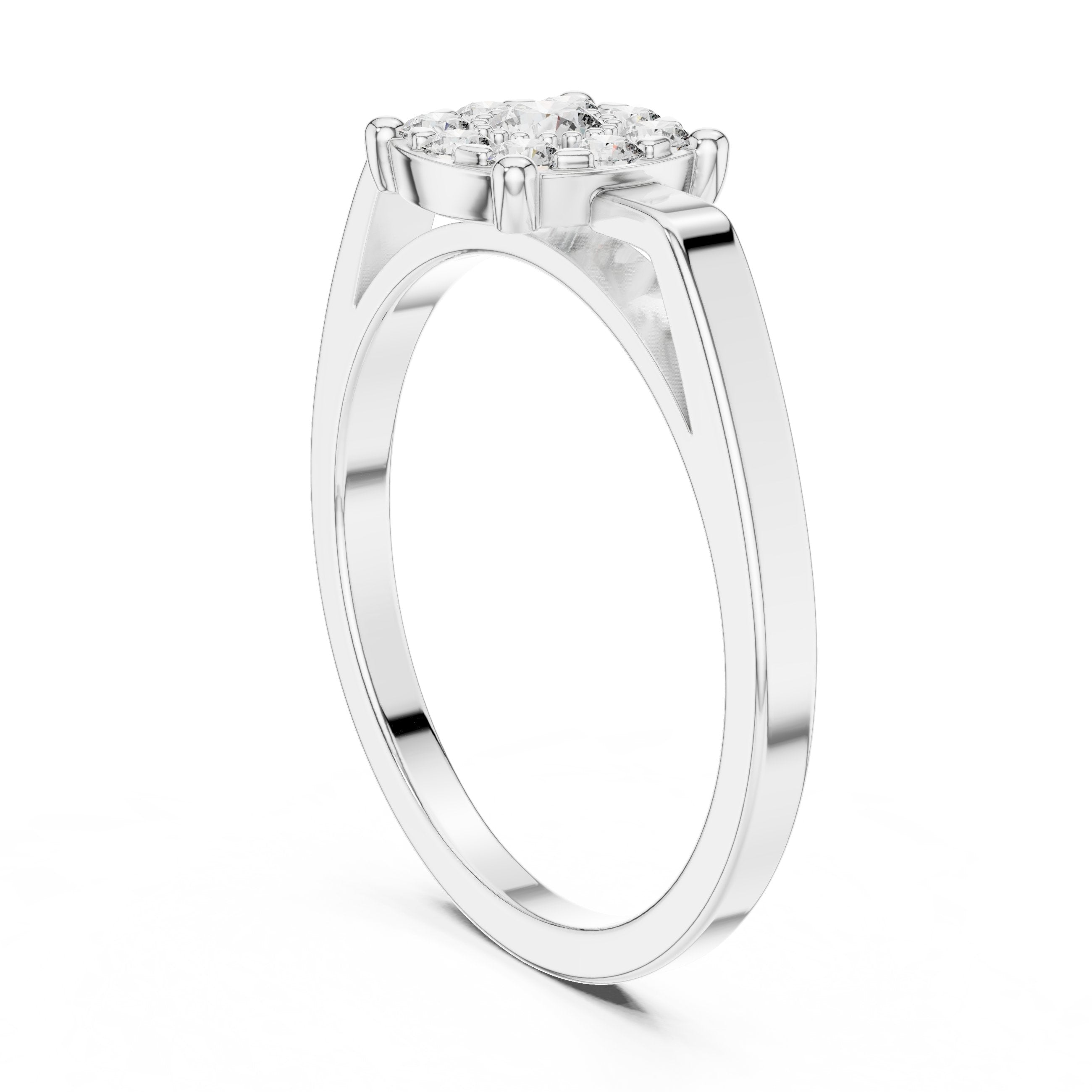 Cushion Cluster Four-Prong Diamond Ring in White Gold - VYKA Diamonds