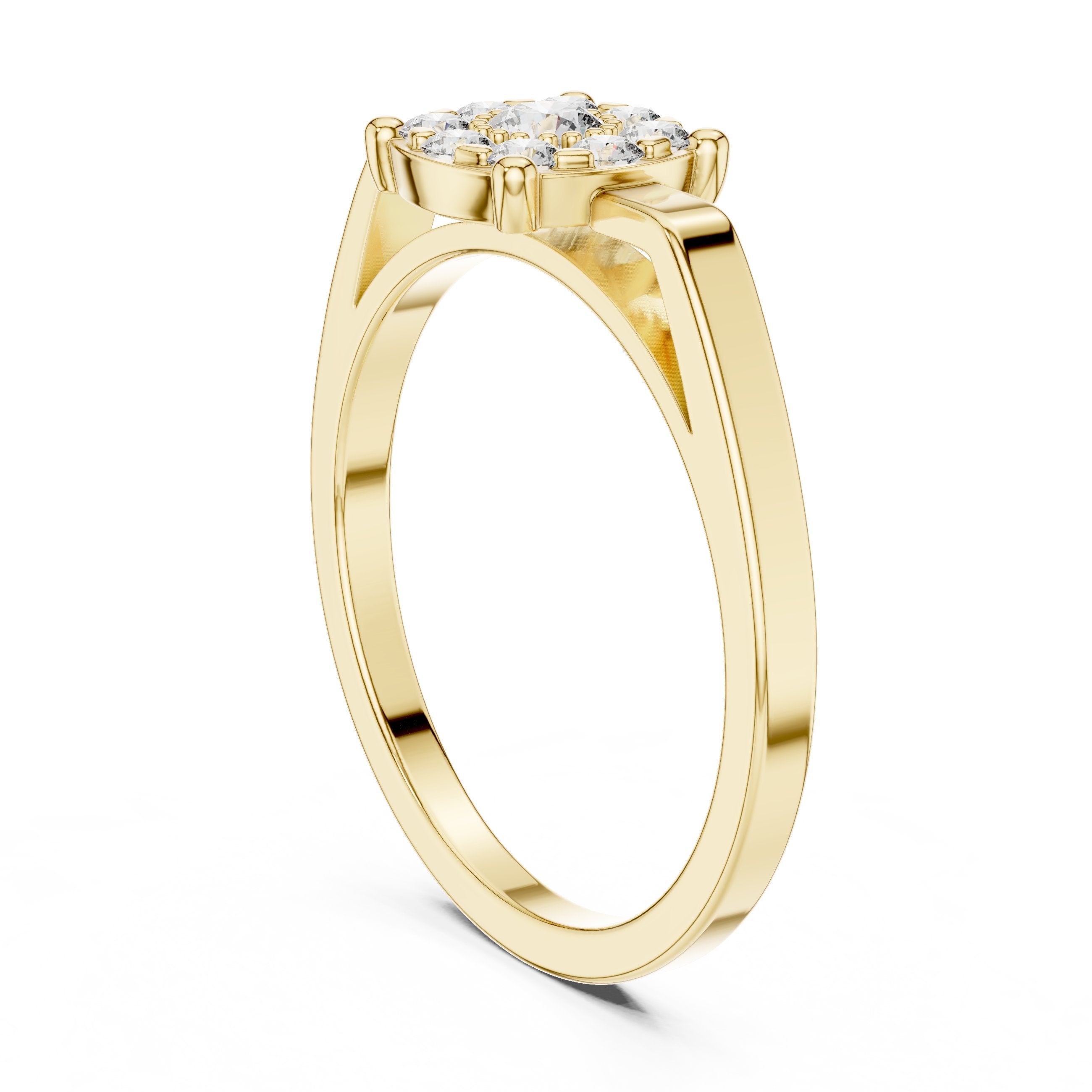 Cushion Cluster Four-Prong Diamond Ring in Yellow Gold - VYKA Diamonds