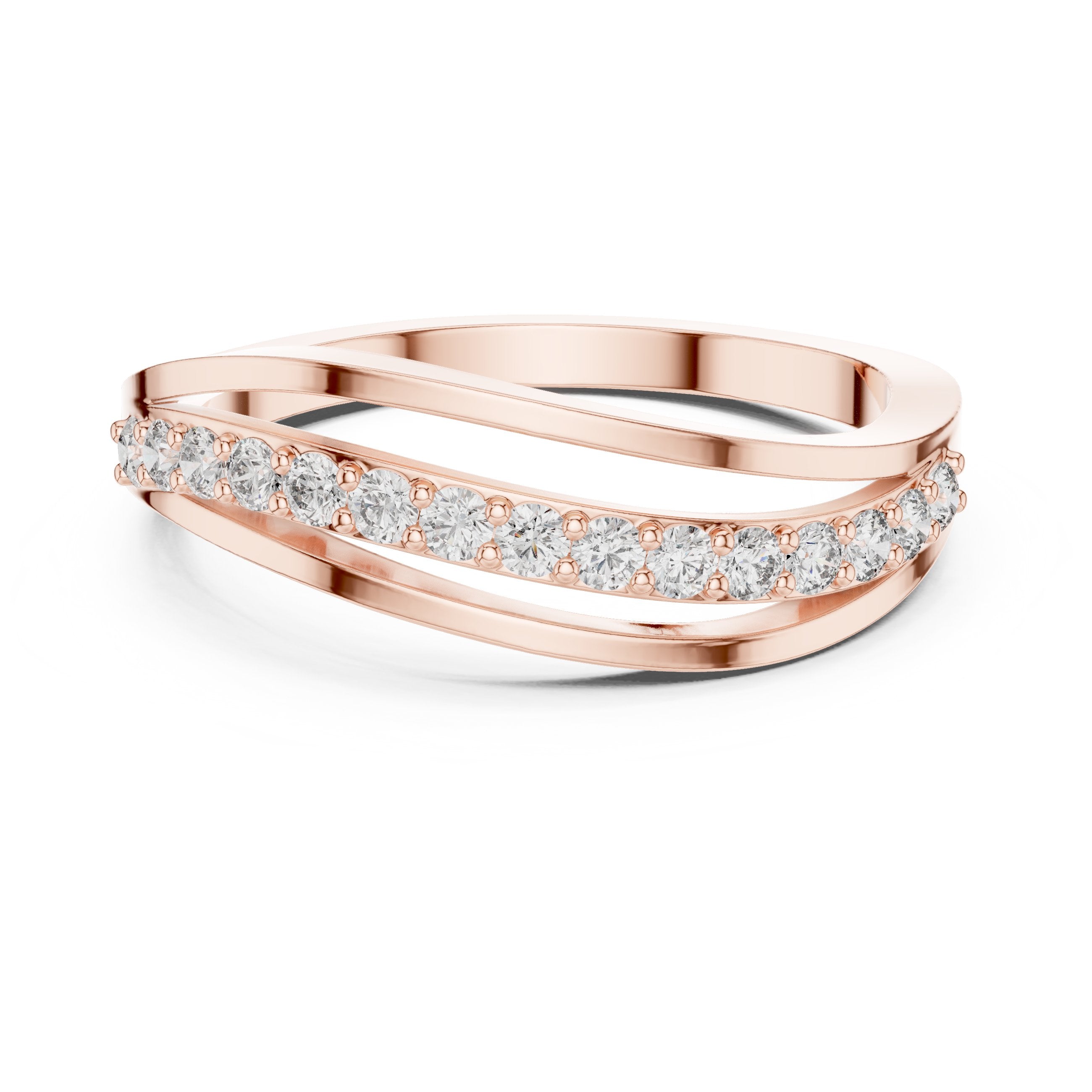 Wave Arc Pave Diamond Ring in Rose Gold - VYKA Diamonds