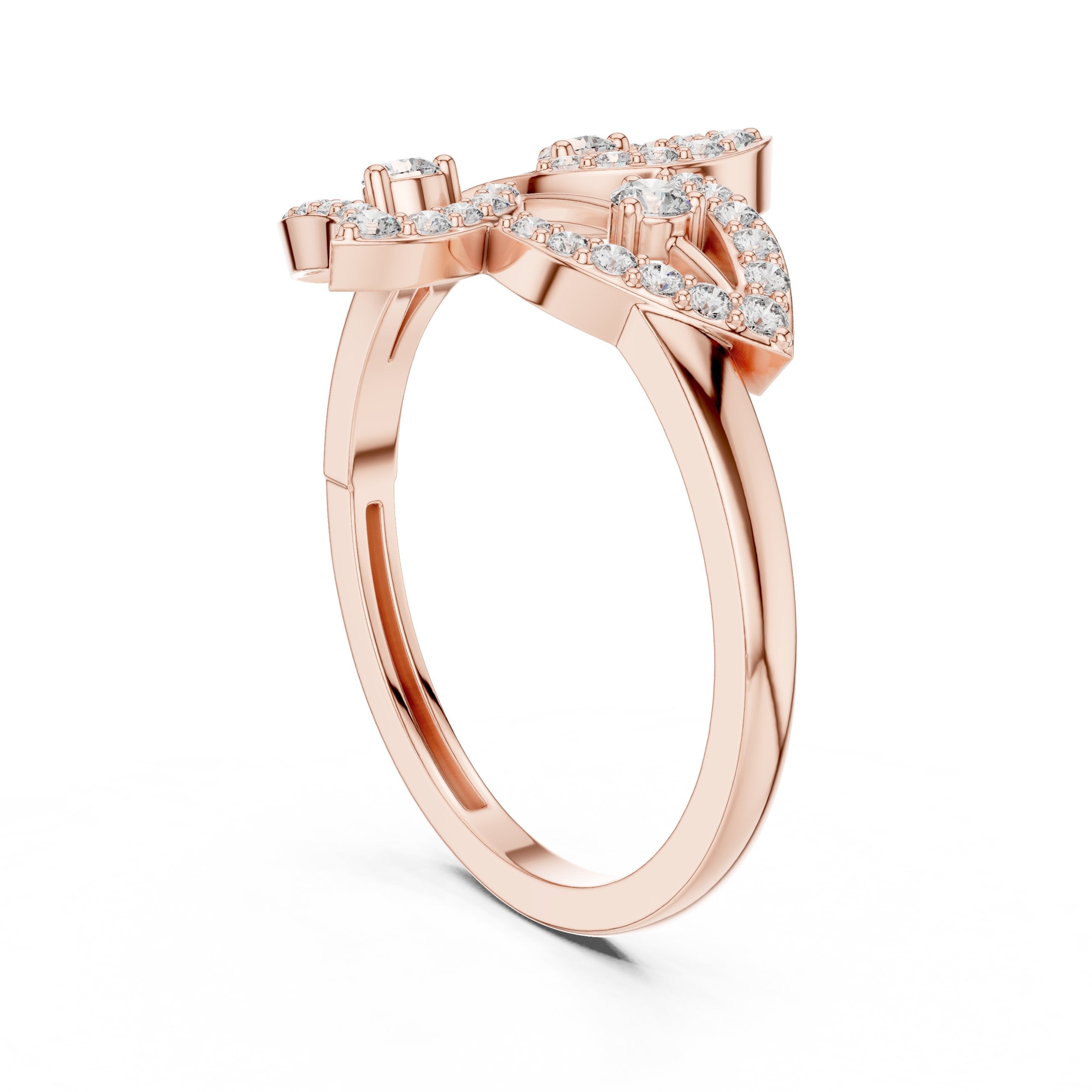 Botanical Leaf Cluster Diamond Ring in Rose Gold - VYKA Diamonds